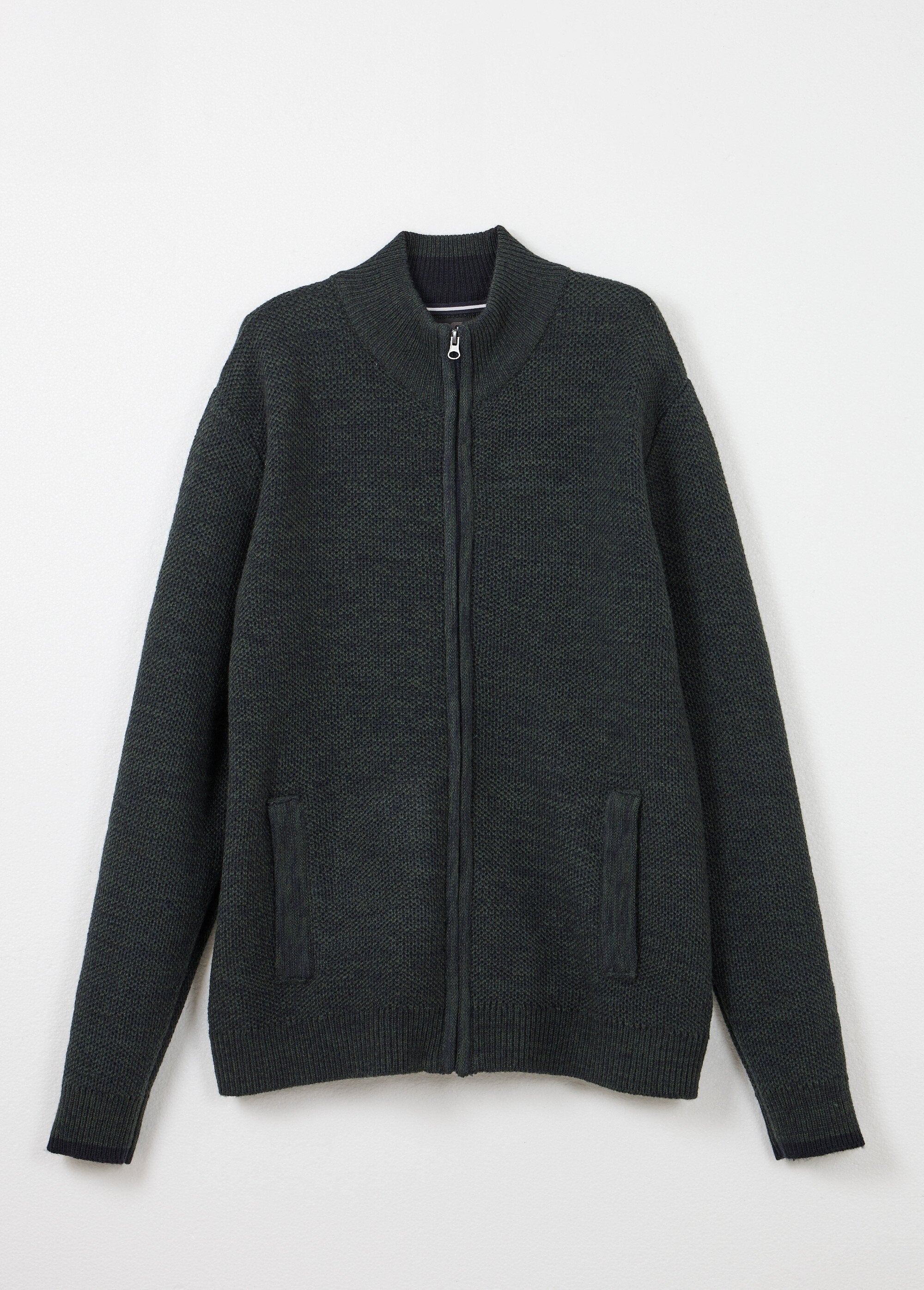 Gilet_zippé_col_montant_maille_chinée_laine_Vert_AP1_slim