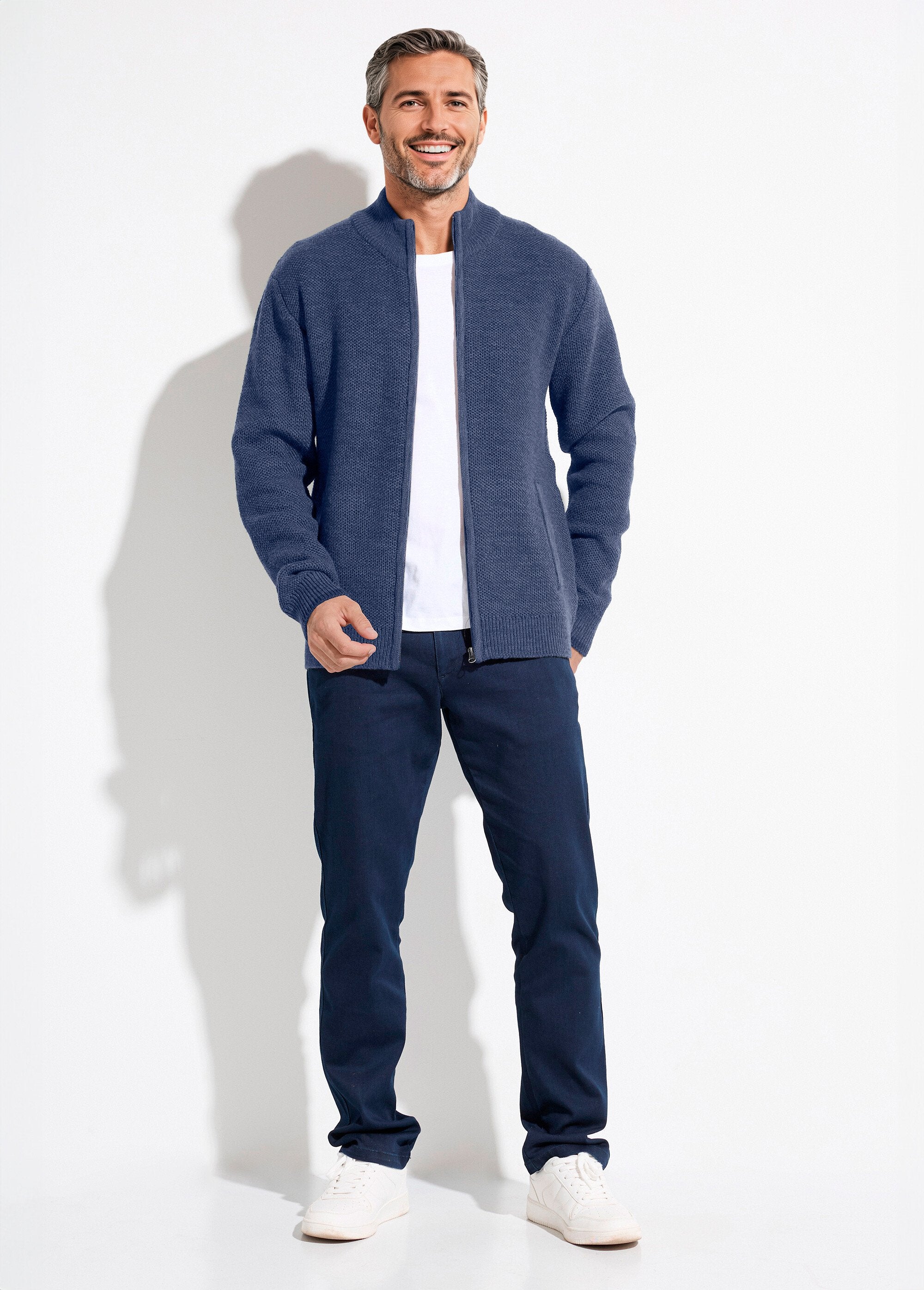 Gilet_zippé_col_montant_maille_chinée_laine_Bleu_SF1_slim