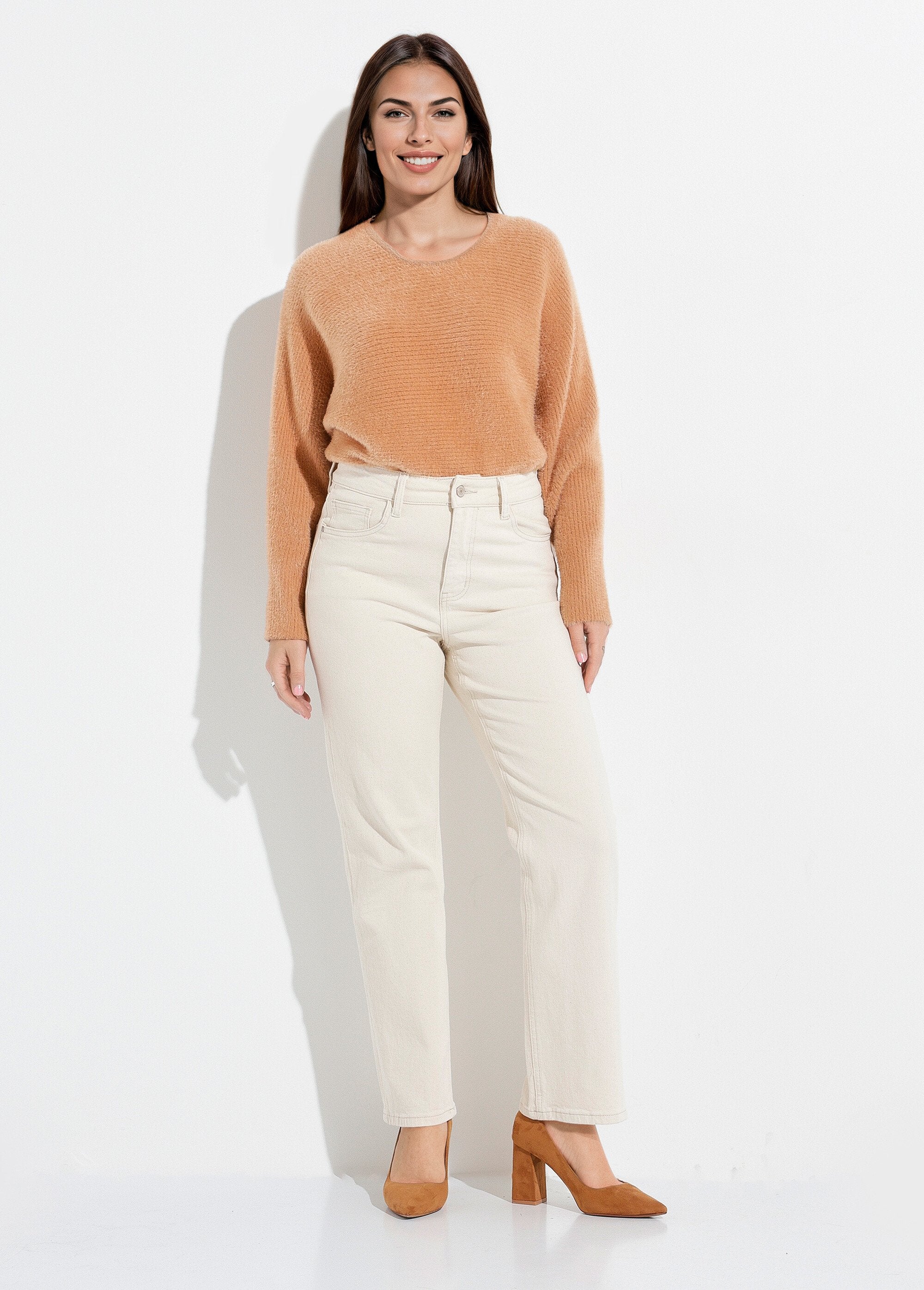 Calça_jeans_reta_de_5_bolsos,_especial_PETITE_Beige_SF1_slim