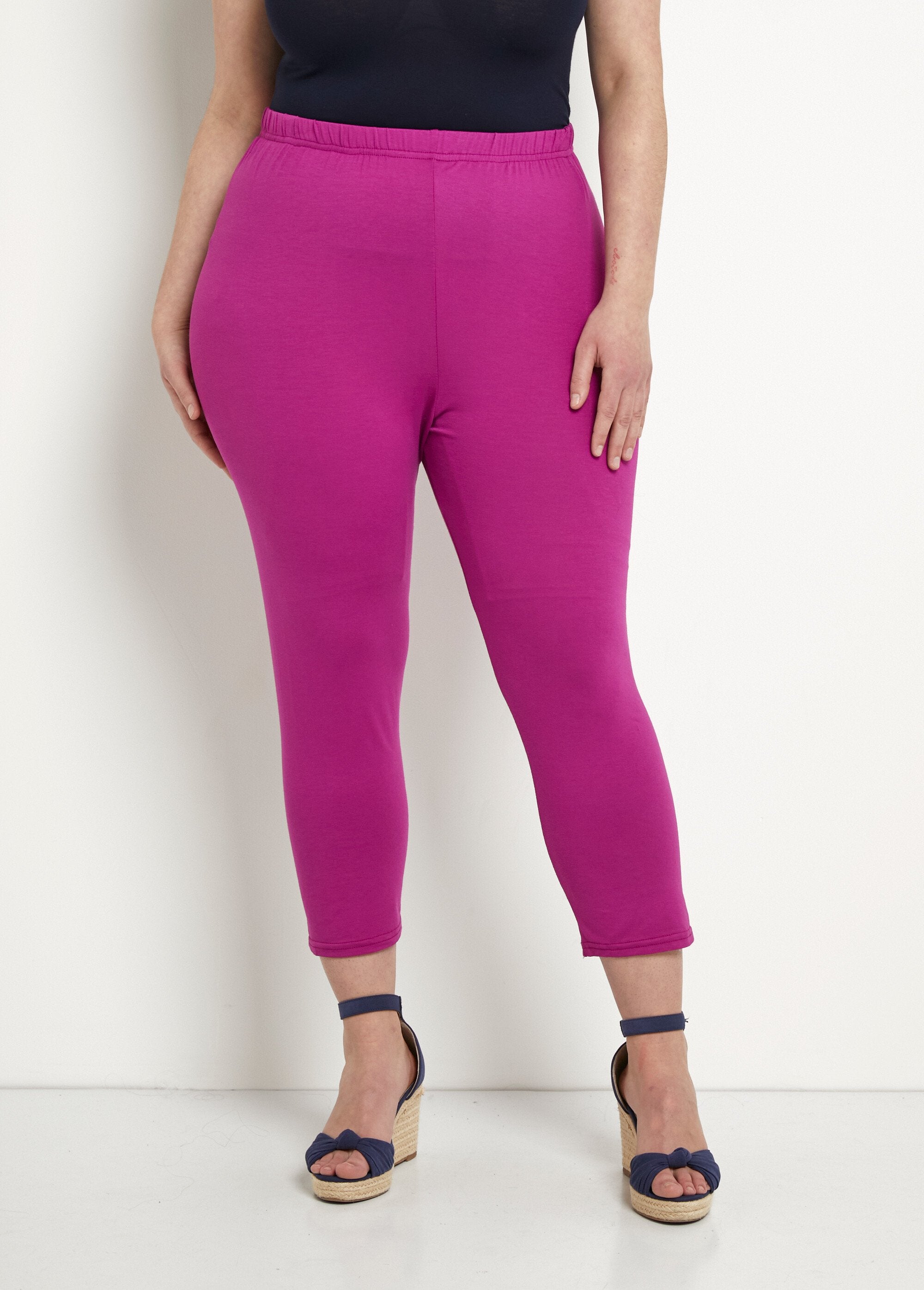 Legging_court_taille_élastiquée_extensible_Uni_cassis_FA1_curvy