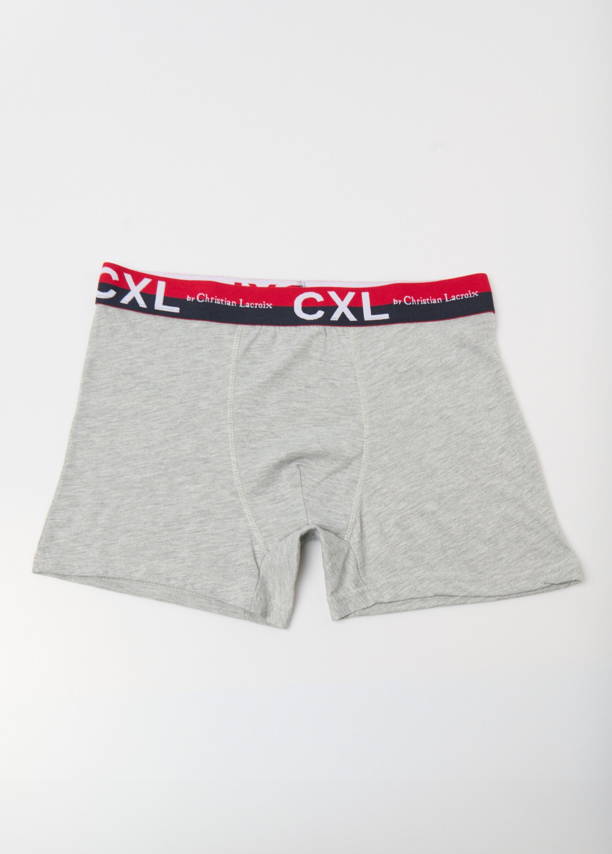 Pacote_de_4_boxers_lisos_com_cós_com_logotipo_Gris_clair_FA1_slim