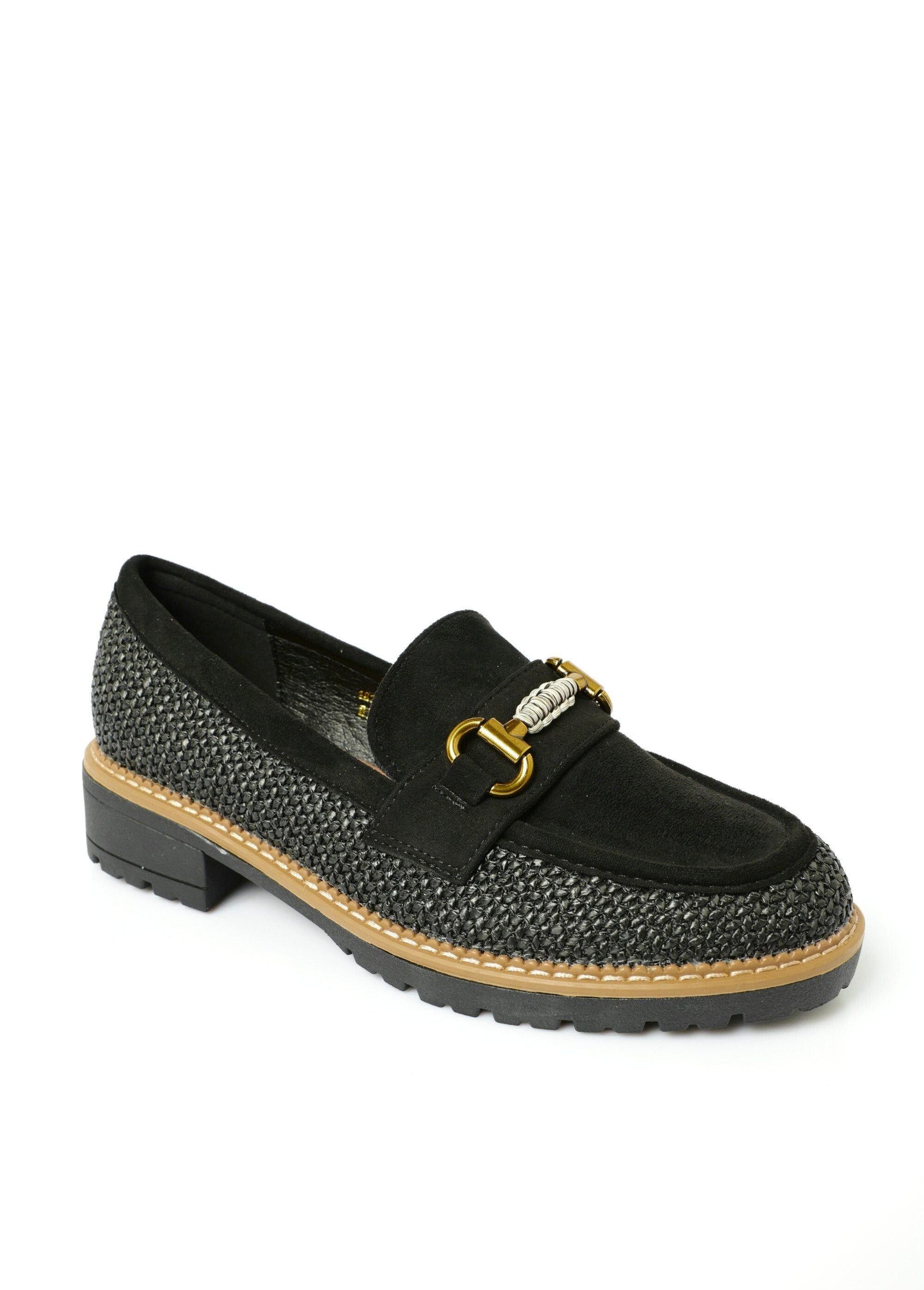 Mocassim_bimaterial_com_efeito_tecido_e_camurça_Noir_FA1_slim