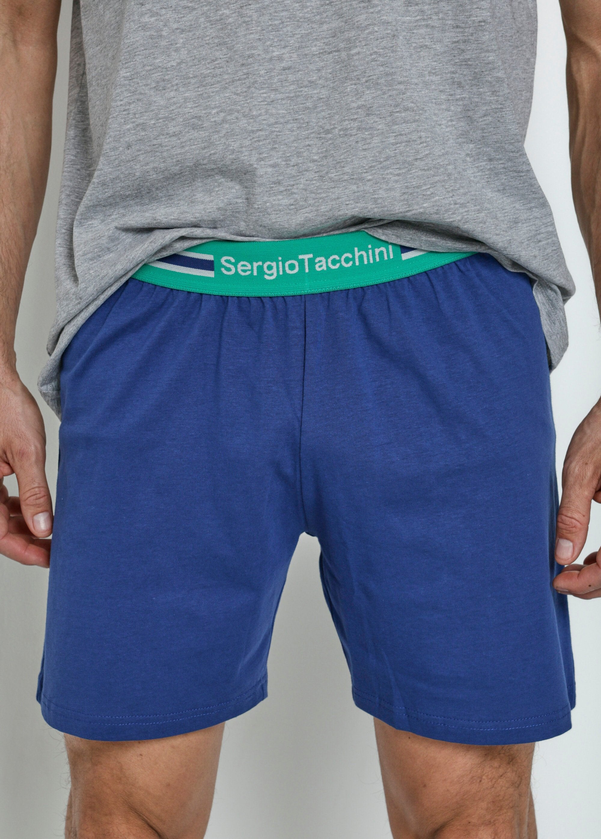 Pijama_curto_de_algodão_com_logo_3D,_tema_leve_Bleu_DE1_slim