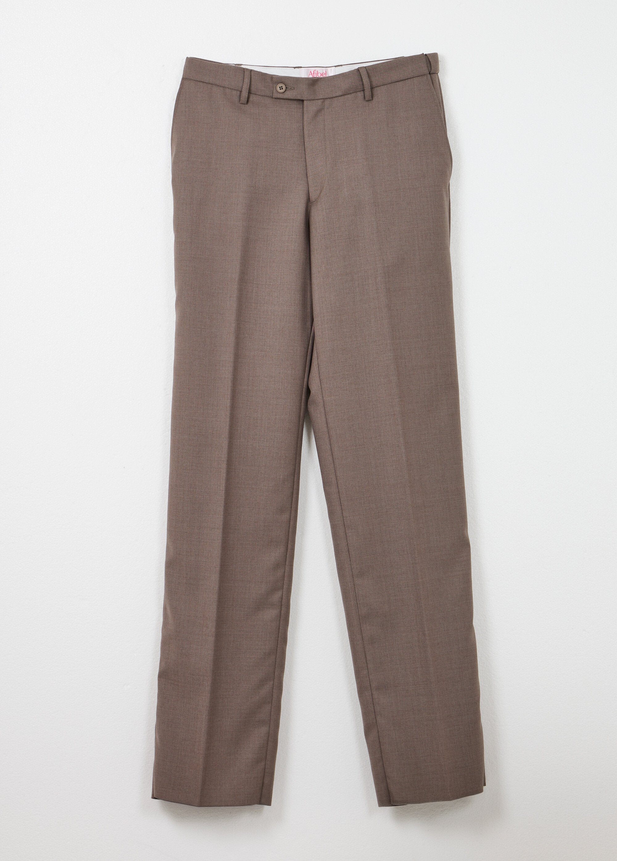 Calças_com_cós_invisível_ajustável_em_tecido_sarja_de_lã_Beige_fonce_AP1_slim