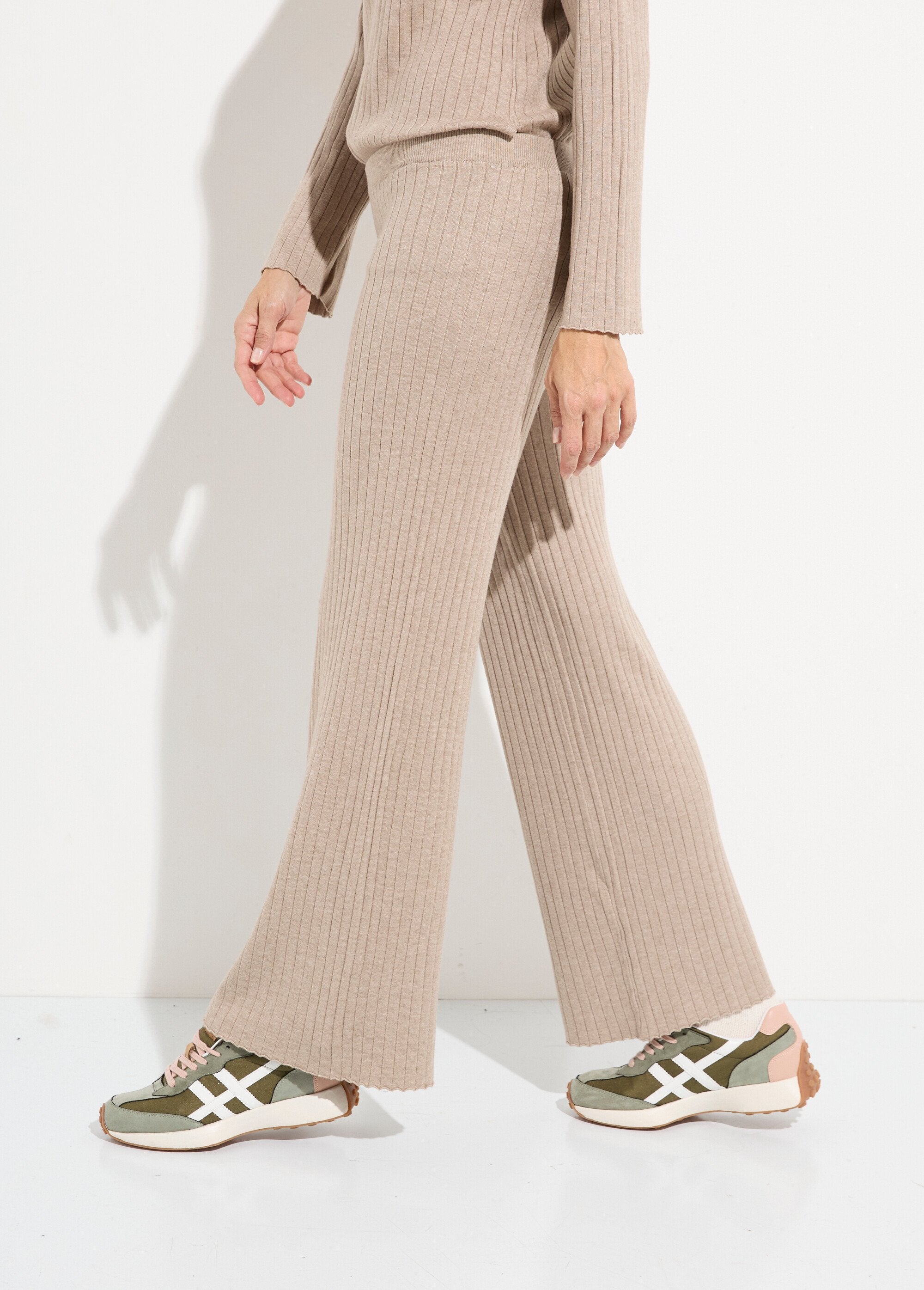 Pantalon_confort,_maille_cotes_plates_Beige_GA1_slim