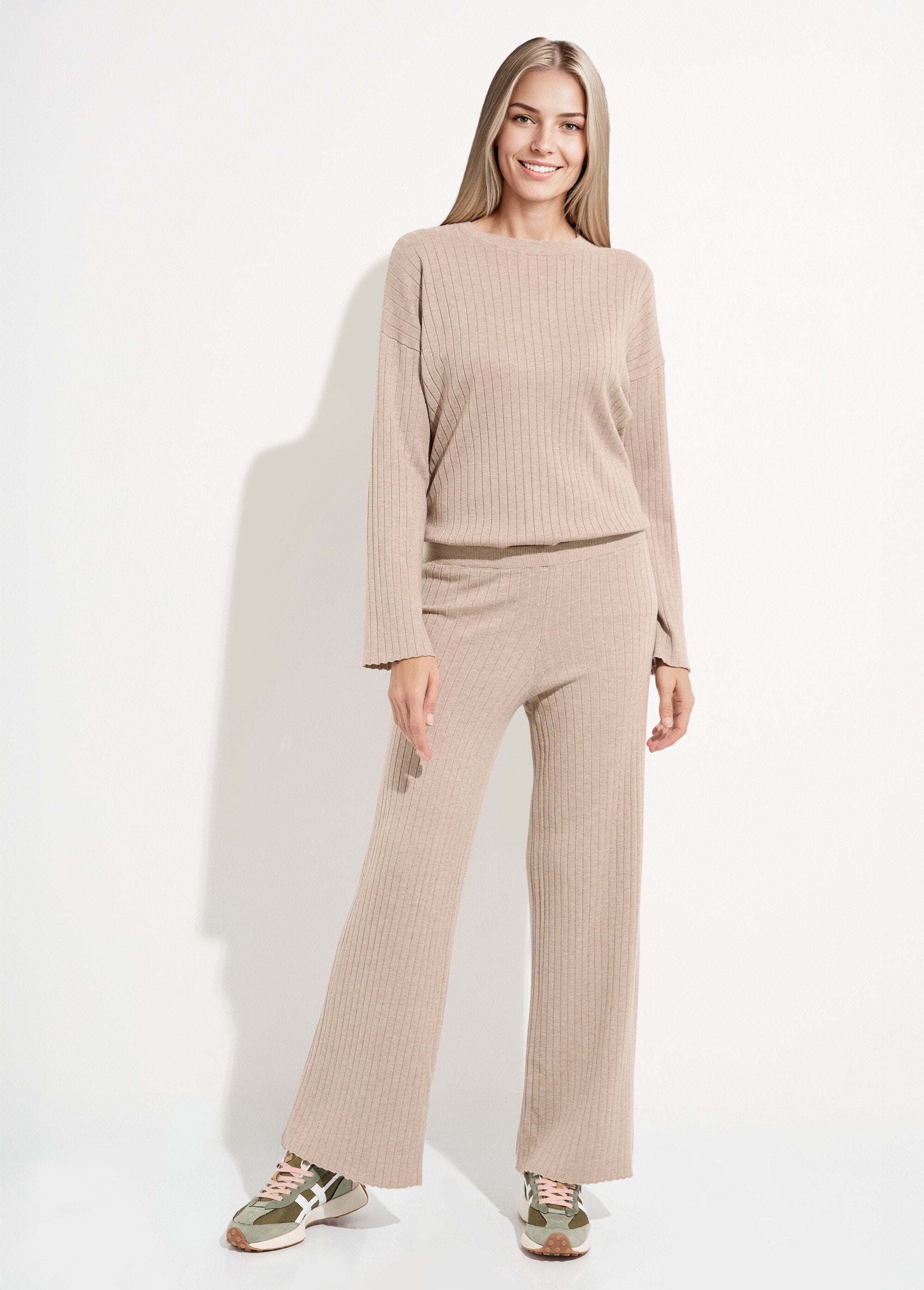 Pantalon_confort,_maille_cotes_plates_Beige_SF1_slim