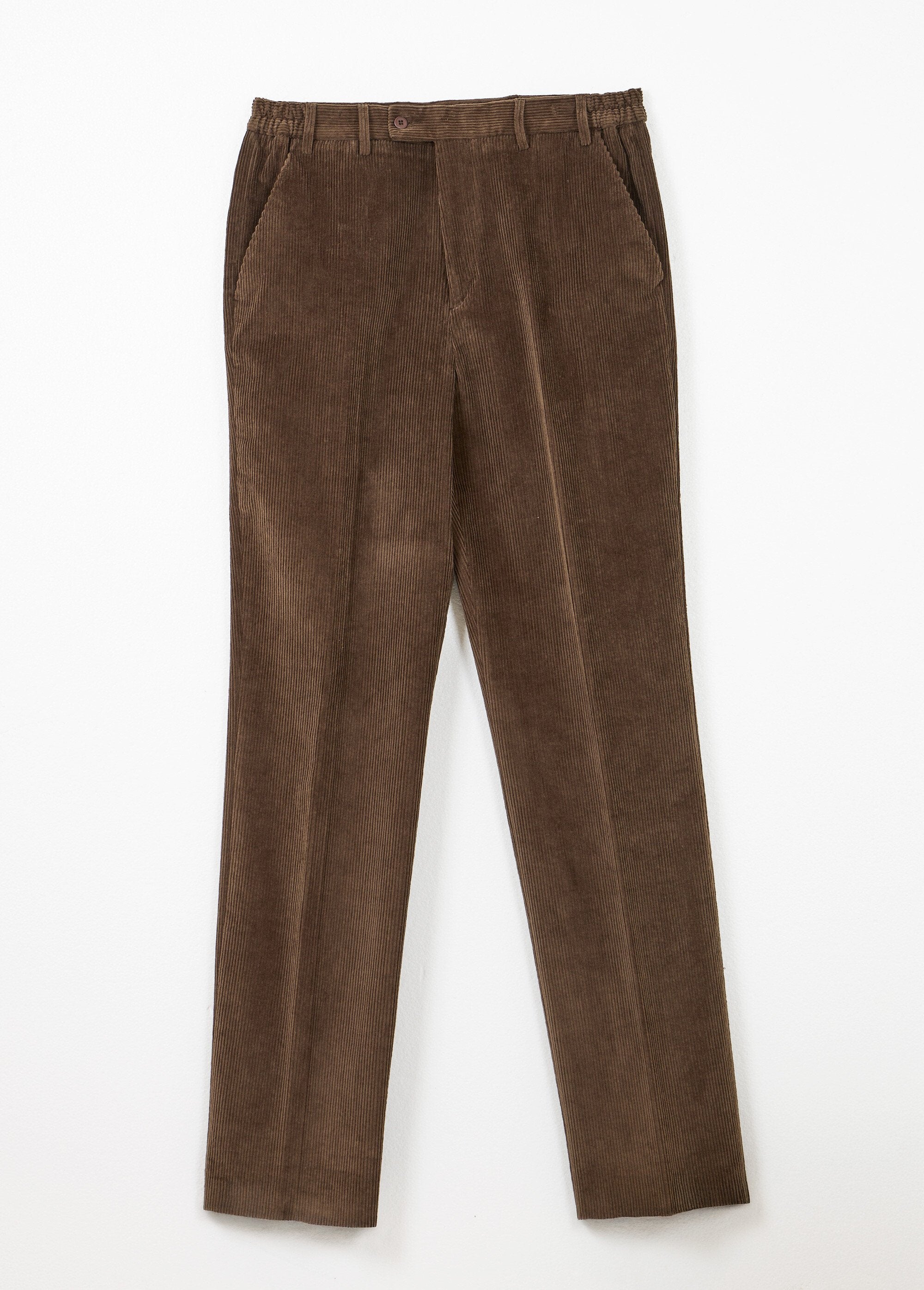 Calça_reta_com_cós_elástico_confortável_Velours_marron_AP1_slim
