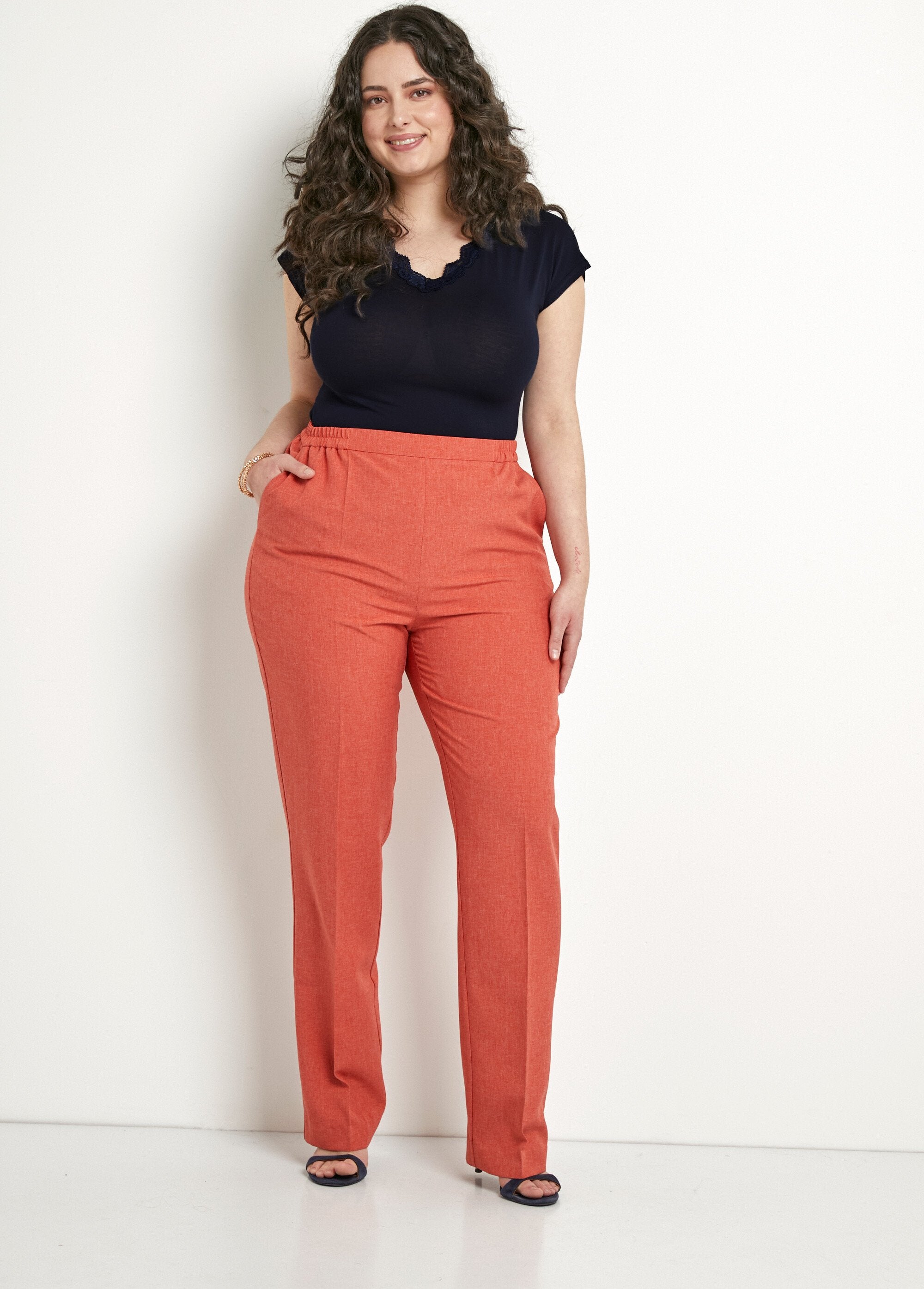 Pantalon_droit_ceinture_semi-élastiquée_Brique_SF1_curvy