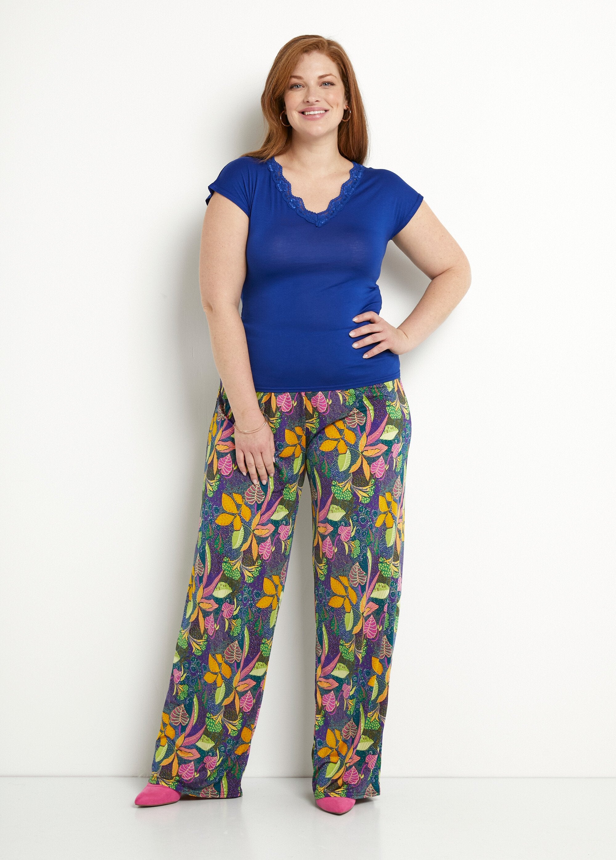 Calça_fluida_com_cós_elástico_em_malha_Rose_et_jaune_SF1_curvy