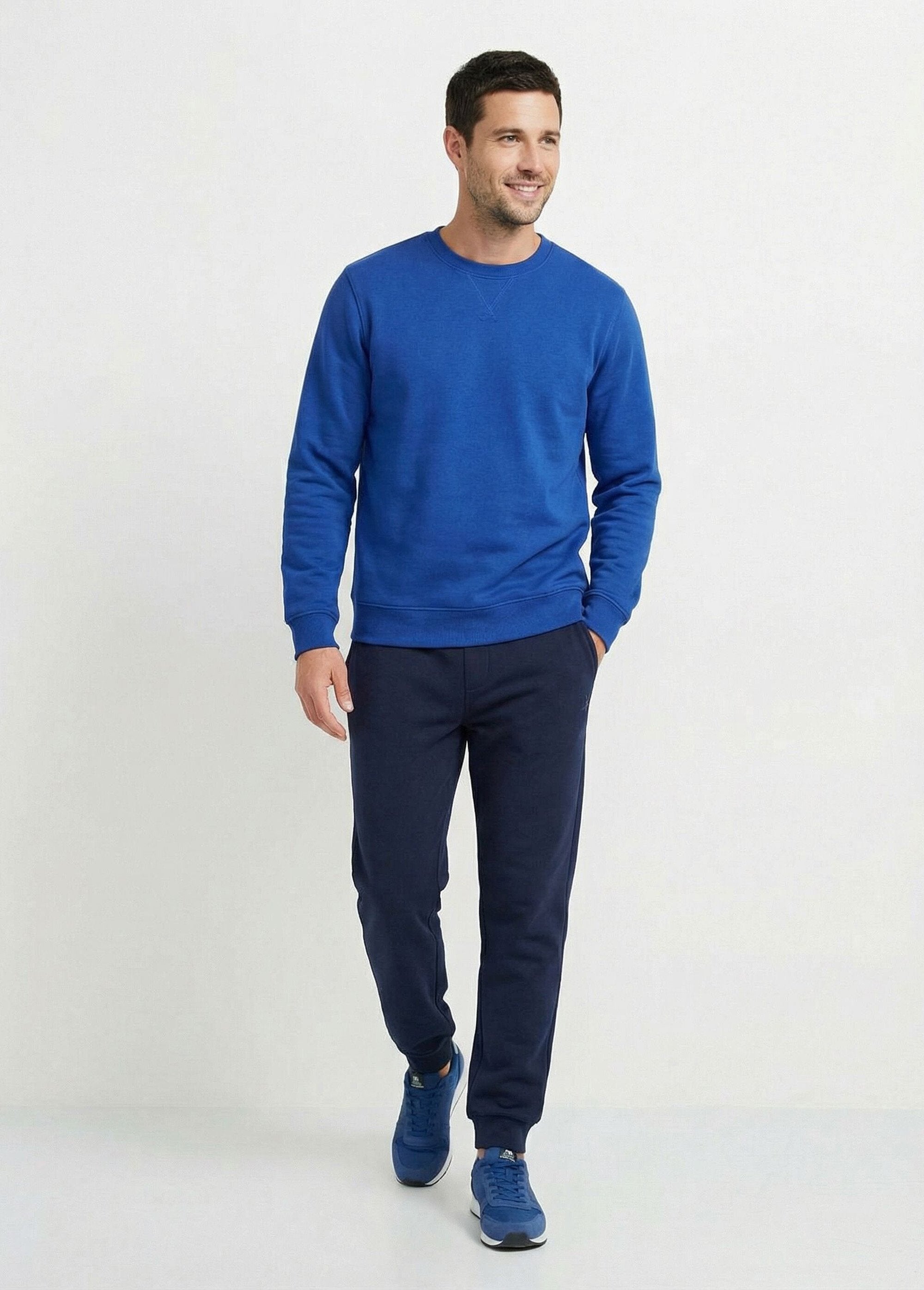 Pantalon_jogging_molleton_bas_et_taille_élastiqués_Marine_SF1_slim