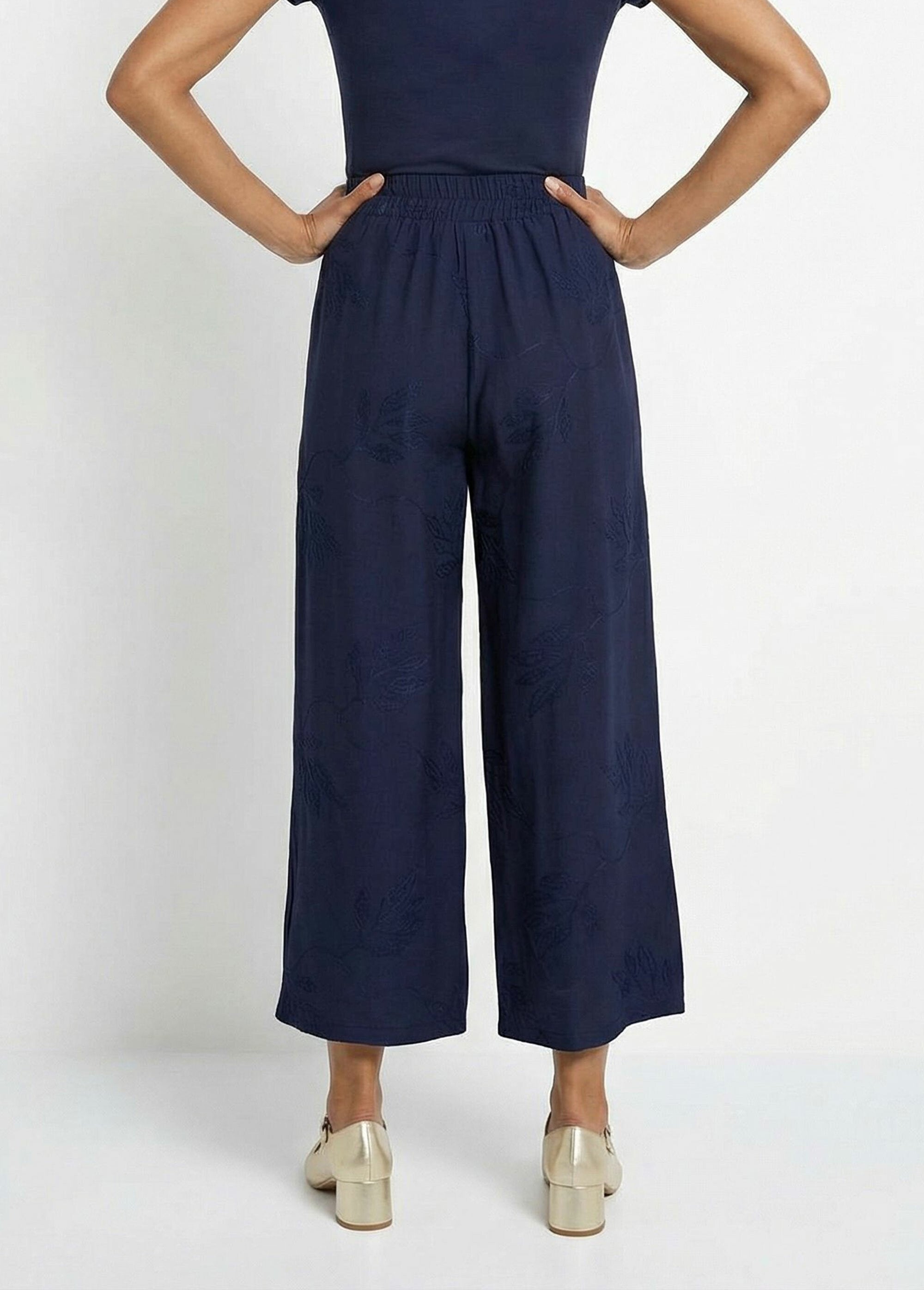 Pantalon_large_élastiqué_brodé_feuillage_Marine_DO1_slim