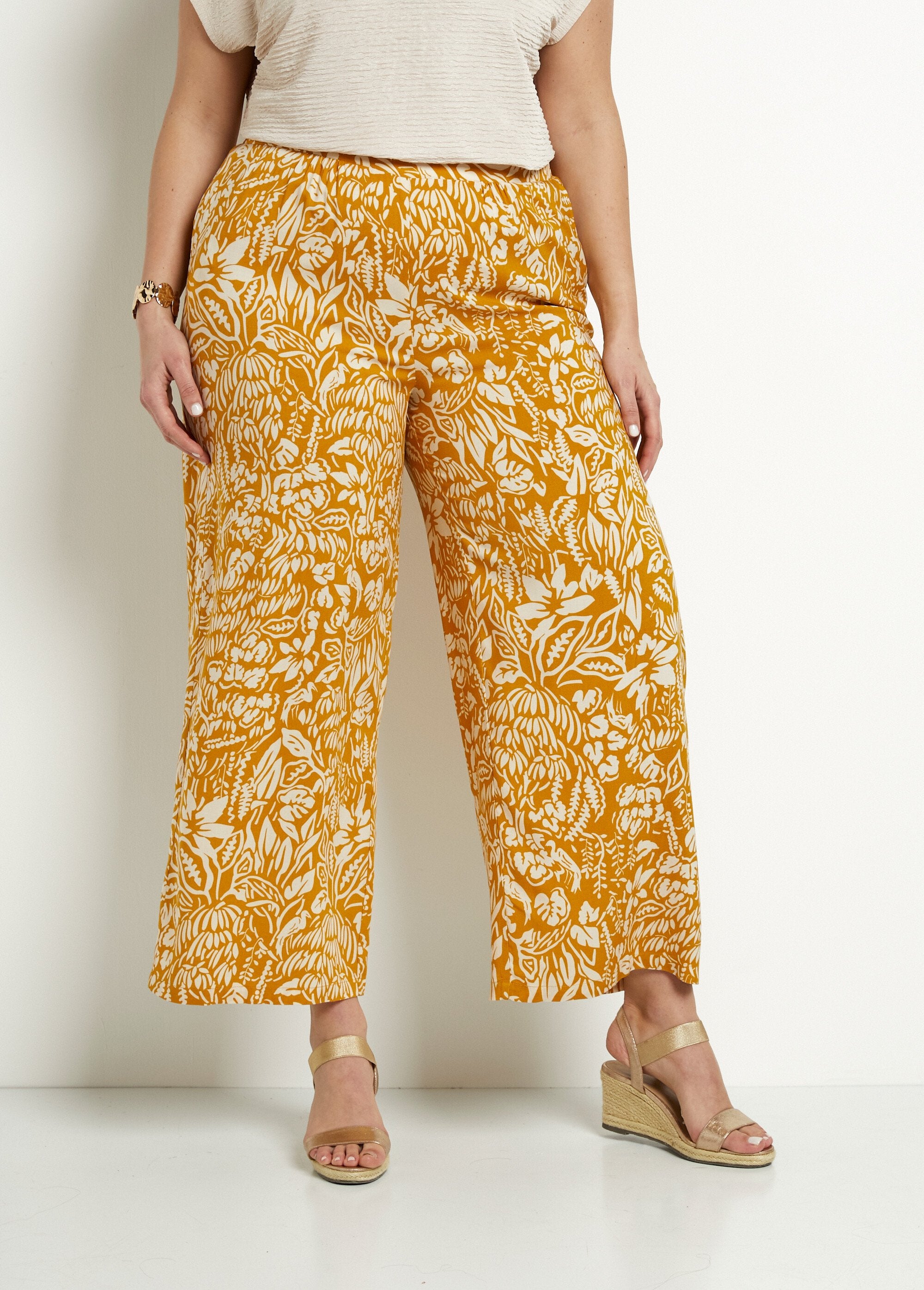 Pantalon_large_taille_élastiquée_fleuri_ou_uni_Jaune_et_ecru_FA1_curvy