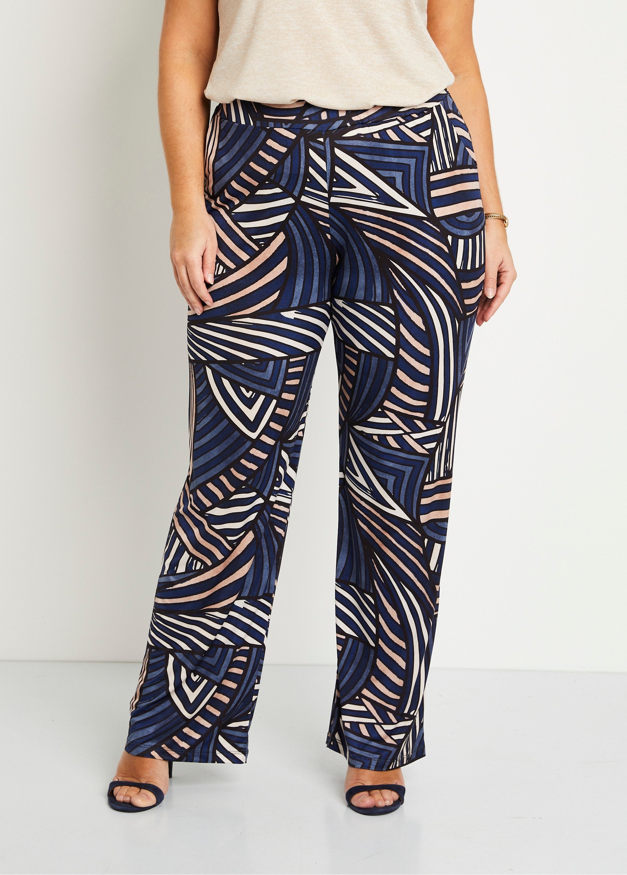 Calça_larga_estampada_com_elástico_na_cintura_Azul_e_bege_FA1_curvy