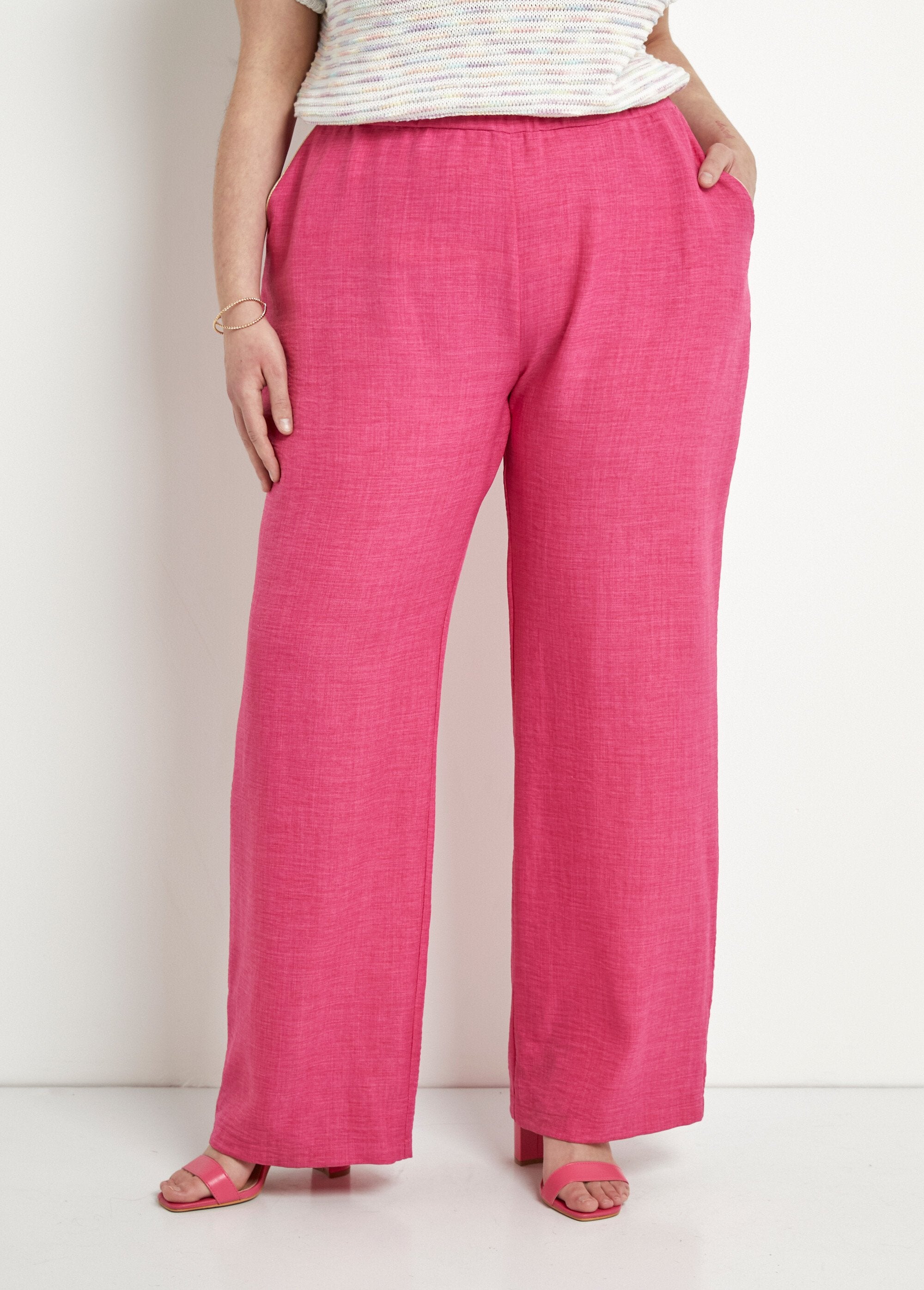 Pantalon_large_taille_semi_élastiquée_aspect_lin_Rose_FA1_curvy