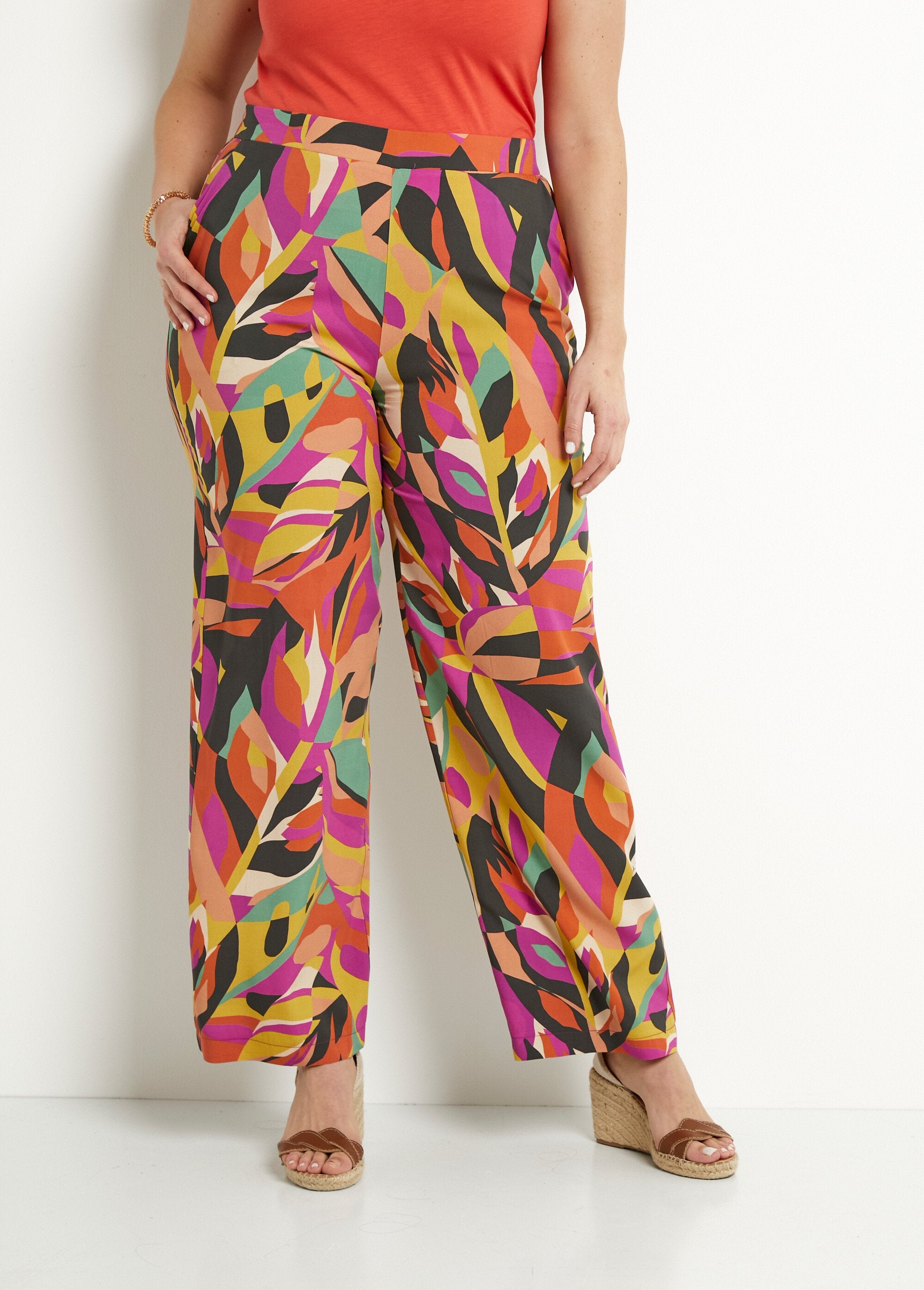 Pantalon_large_taille_semi-élastiquée_imprimé_Multicolore_FA1_curvy