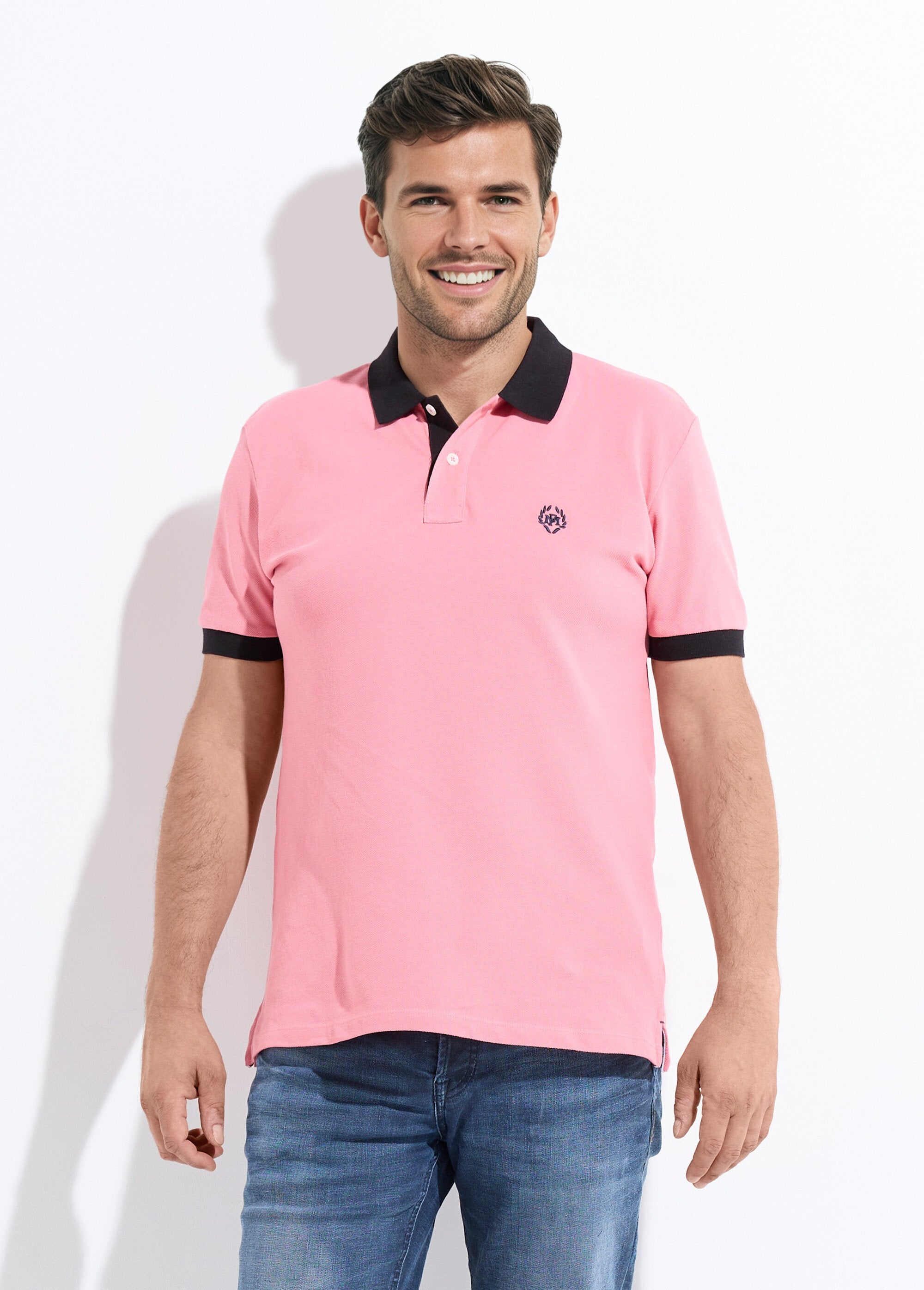 Polo_homme_col_et_manches_contrastés_Rose_clair_FA1_slim