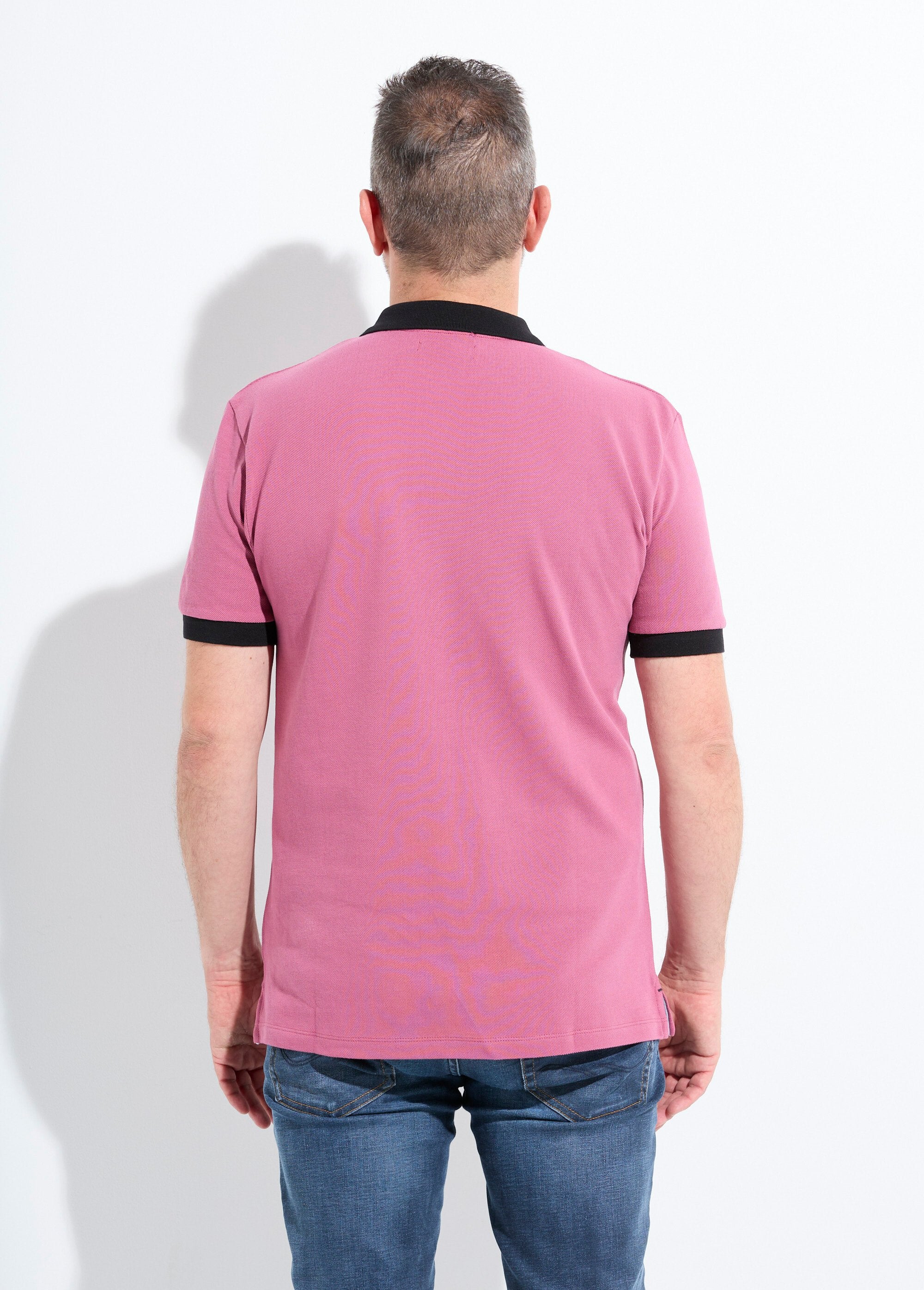 Polo_homme_col_et_manches_contrastés_Rose_fonce_DO1_slim