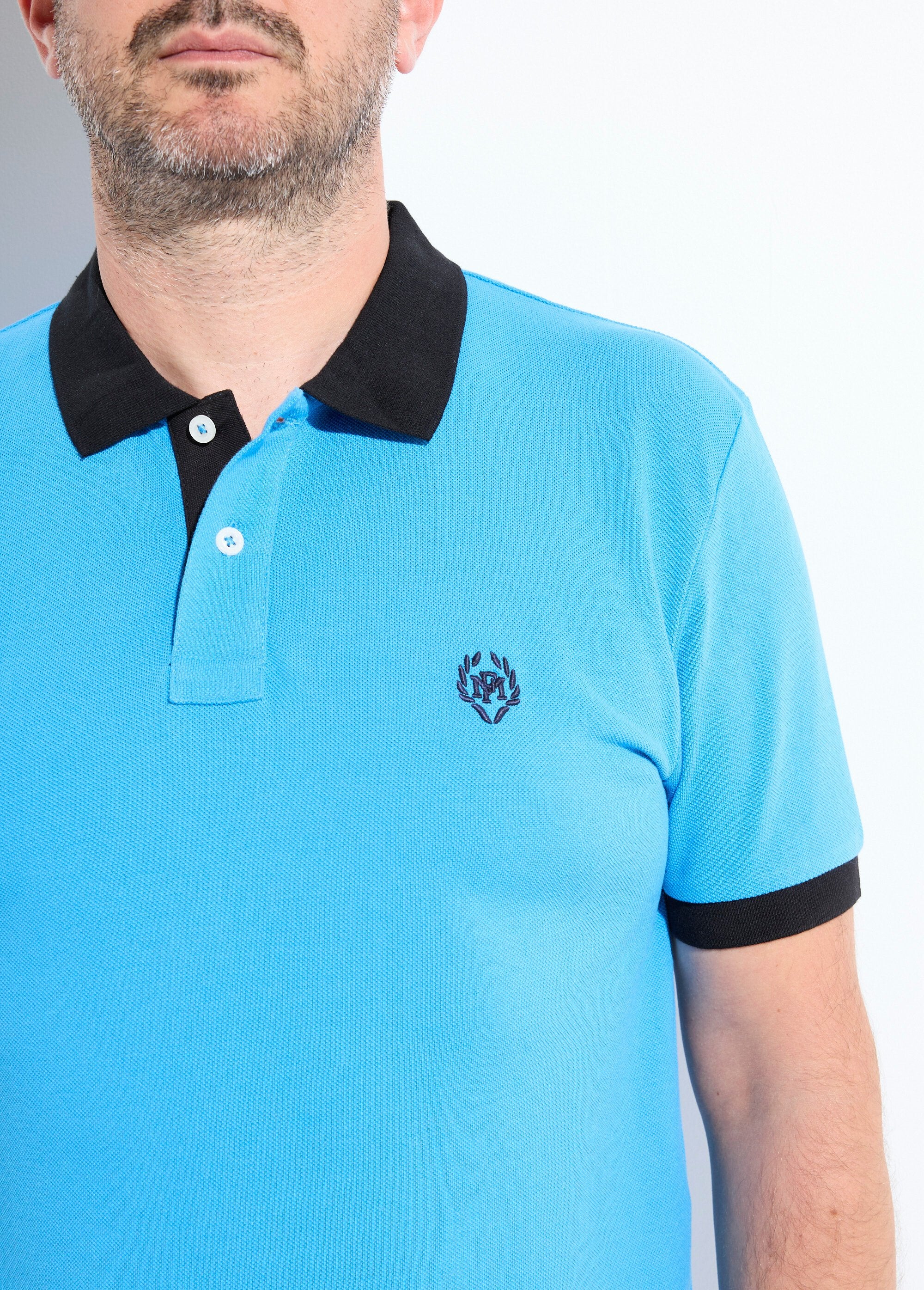 Camisa_polo_masculina_com_gola_e_mangas_contrastantes_Bleu_DE1_slim