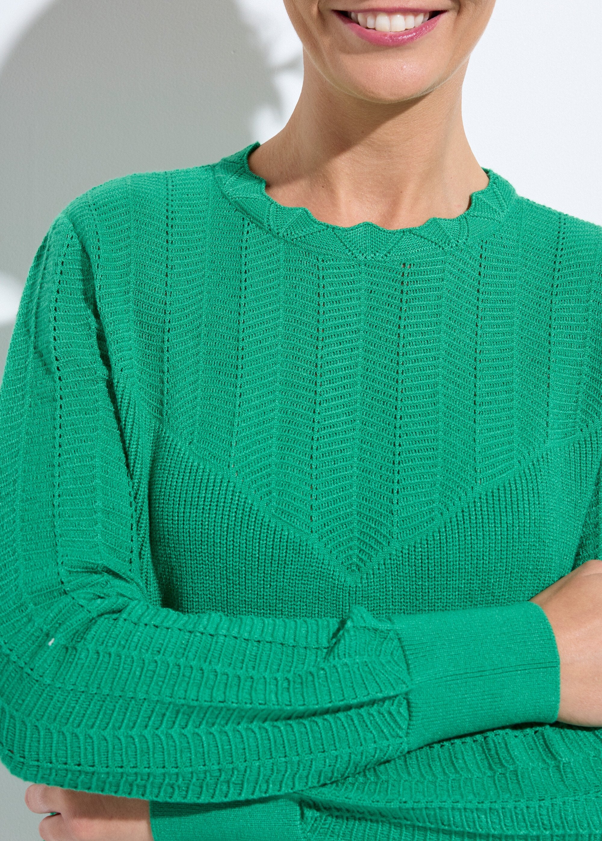 Pull_doux_col_rond_manches_longues_blousantes_Vert_DE1_slim