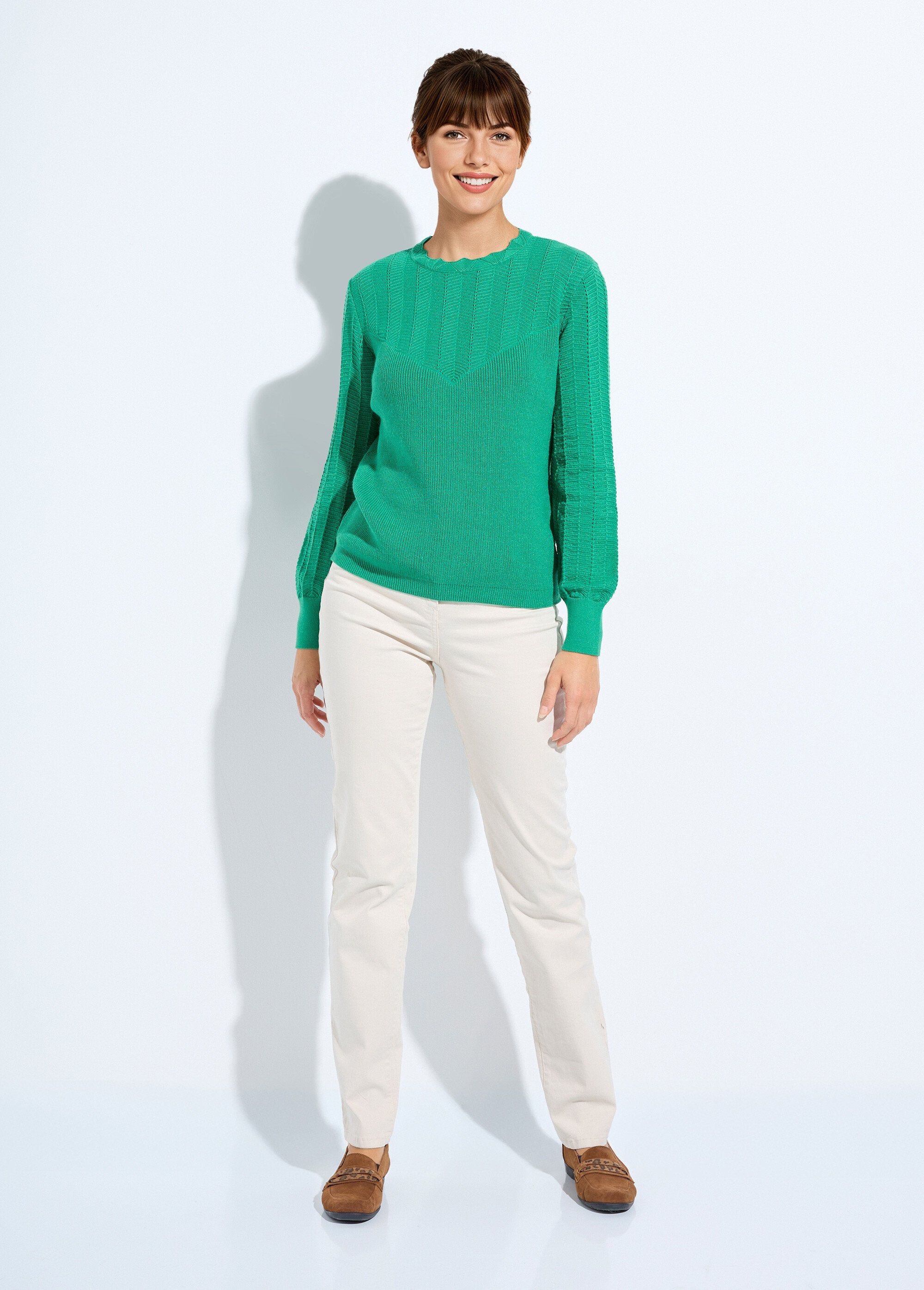 Pull_doux_col_rond_manches_longues_blousantes_Vert_SF1_slim