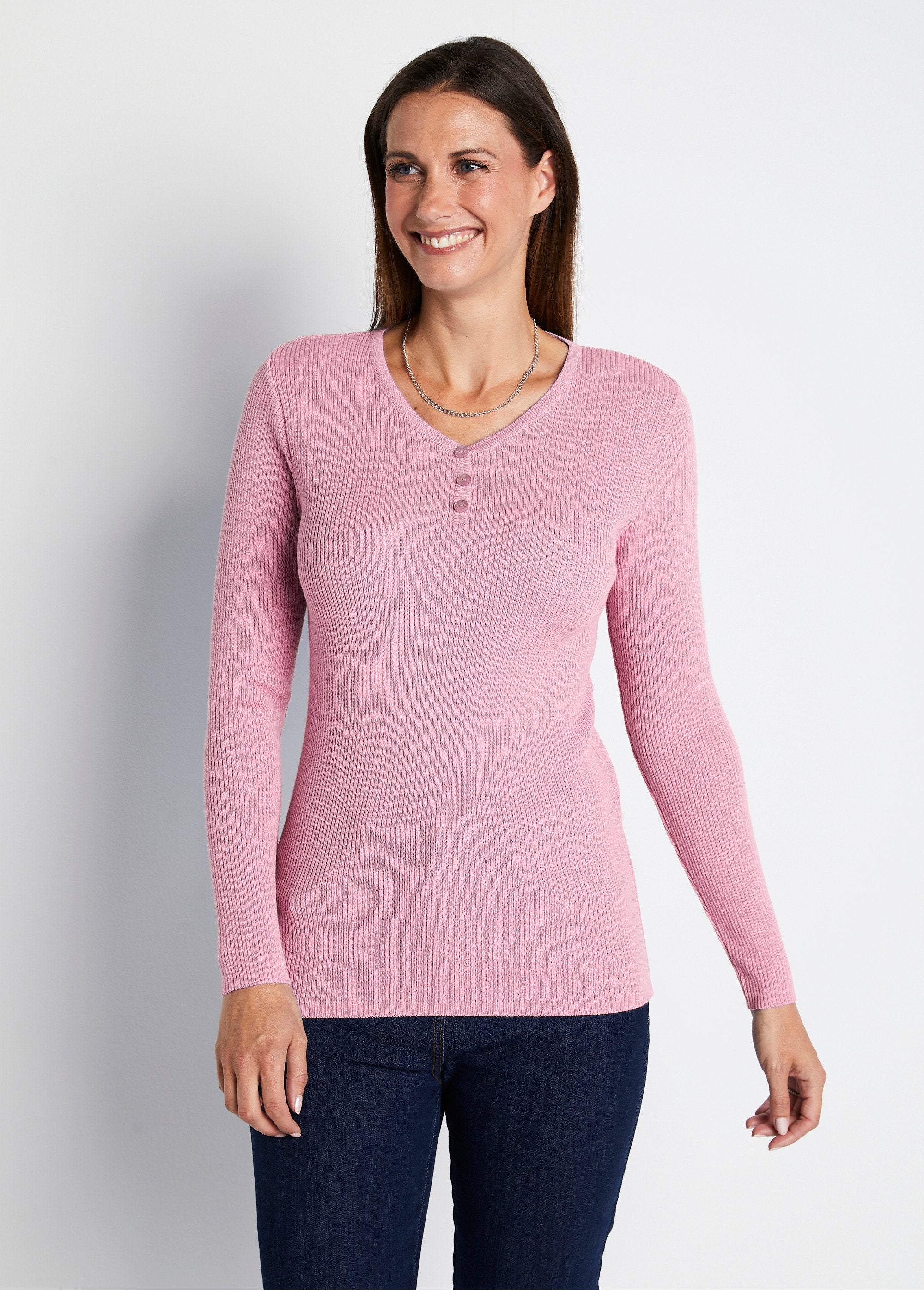 Camisola_com_decote_tunisino_e_lã_merino_Rosa_pulverulento_FA1_slim