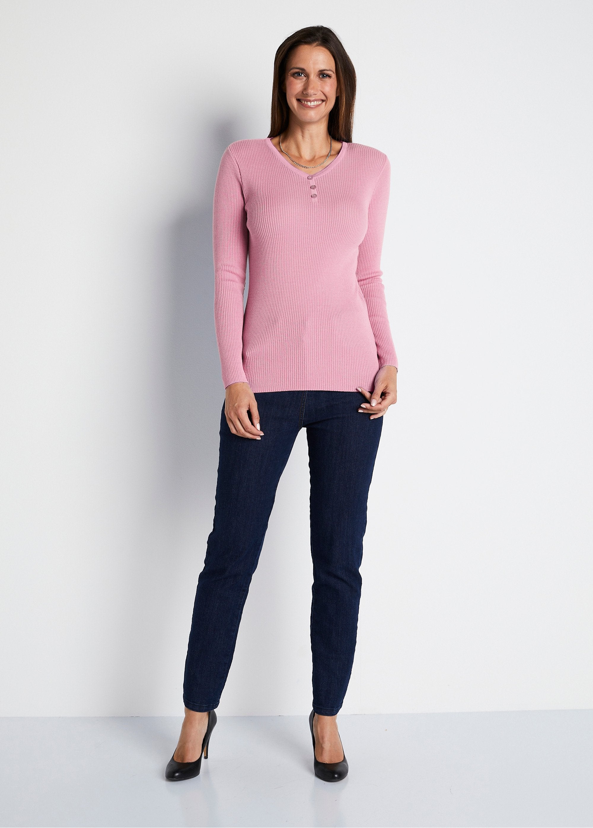 Camisola_com_decote_tunisino_e_lã_merino_Rosa_pulverulento_SF1_slim