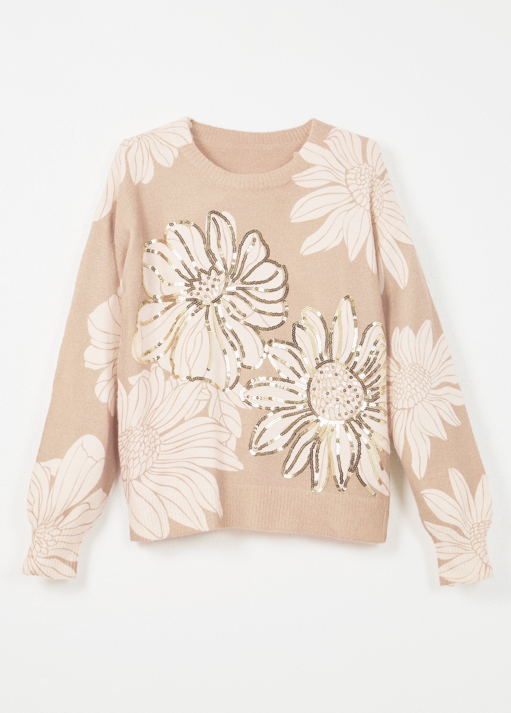 Camisola_com_estampado_floral_de_lantejoulas_finas,_gola_redonda_Beige_AP1_slim