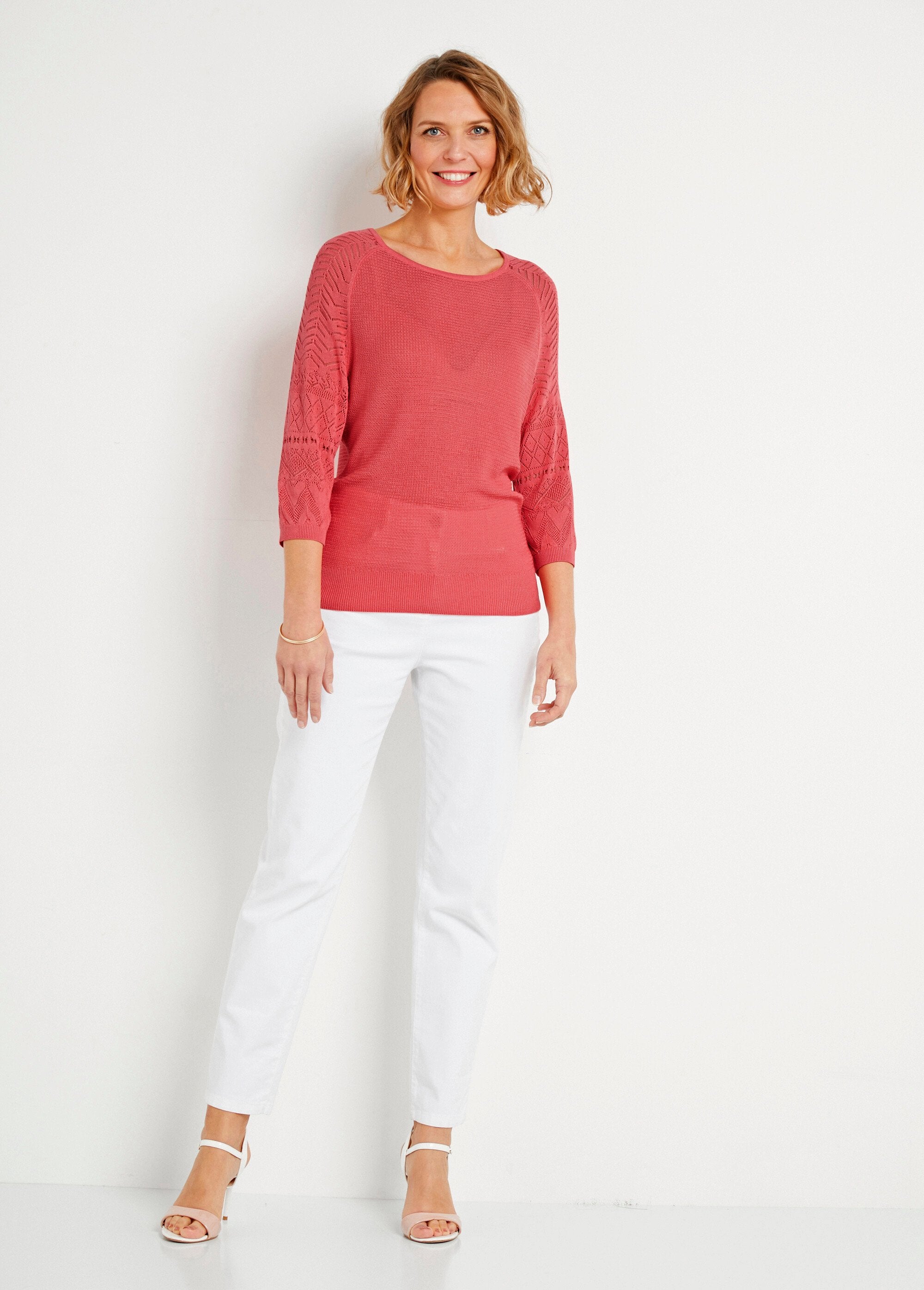 Suéter_leve_com_mangas_raglan_3/4_e_gola_redonda_Corail_SF1_slim