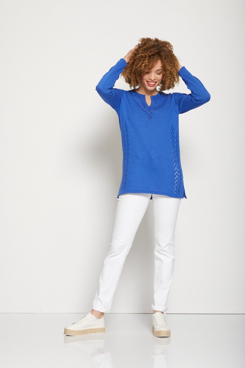 Suéter_túnica_com_padrão_vazado_e_gola_elegante_Bleu_SF1_slim