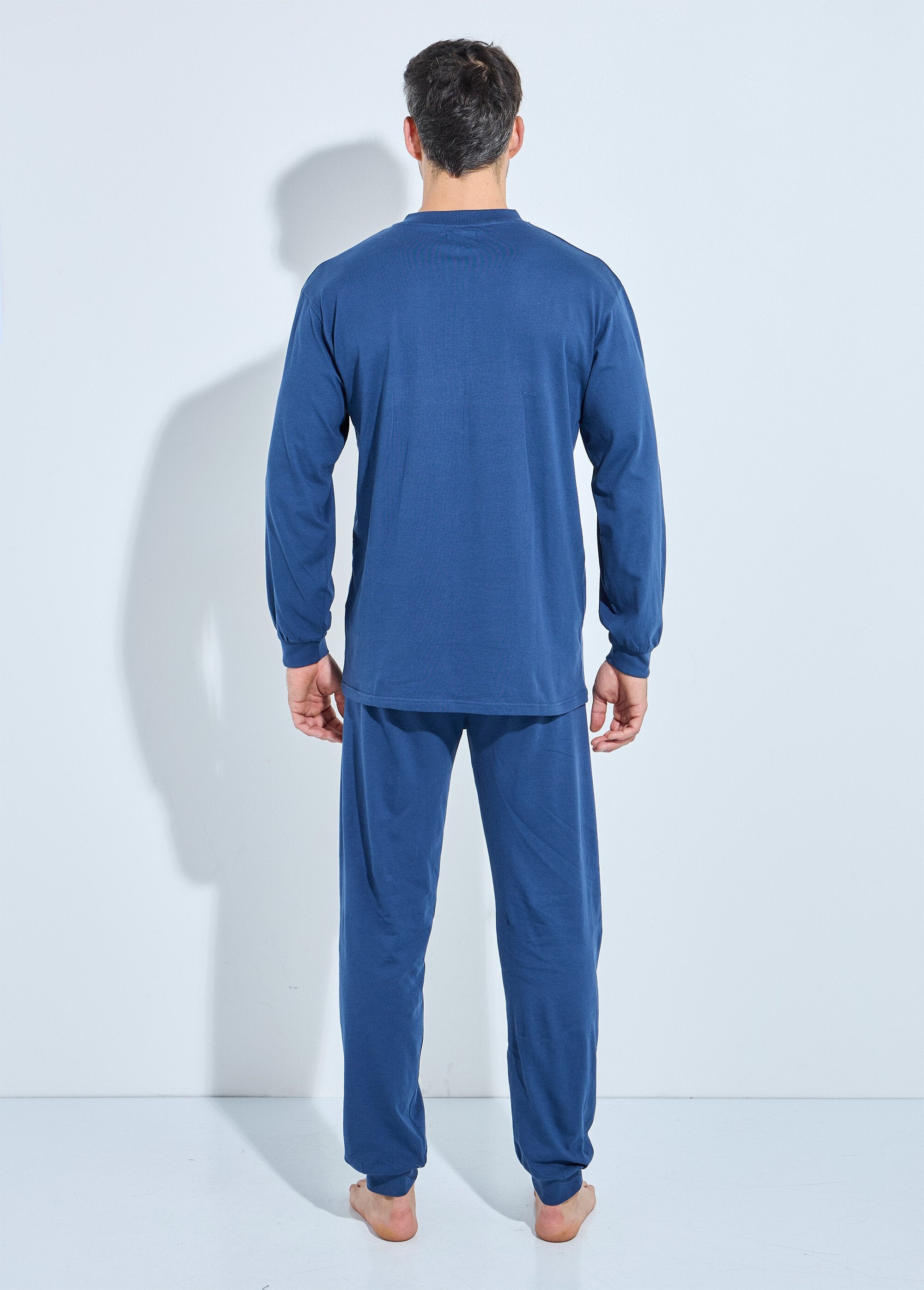 Pijama_com_gola_tunisina_em_algodão_jersey_com_meias_apertadas_Bleu_DO1_slim