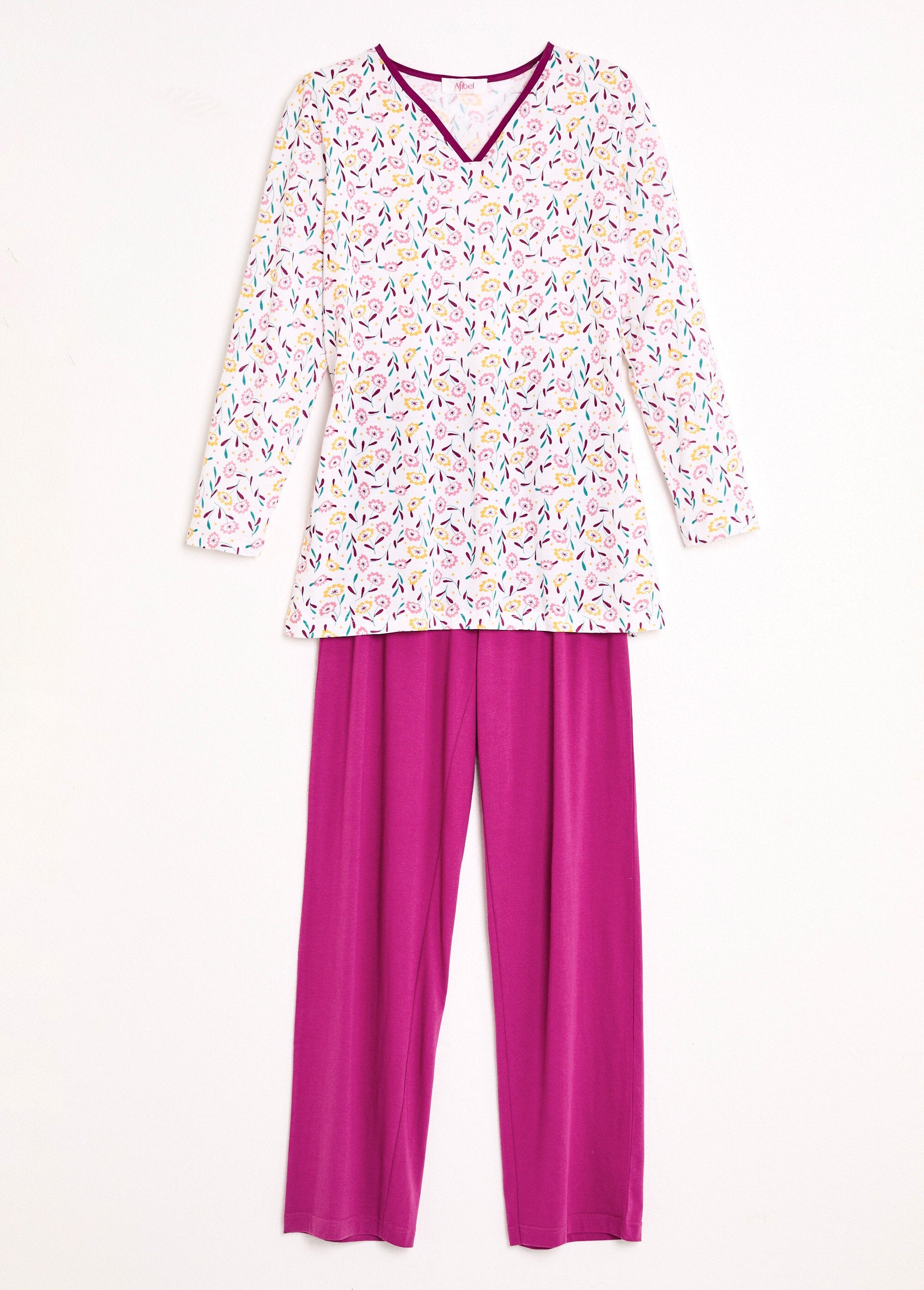 Pijama_de_algodão_estampado_de_manga_comprida_e_decote_em_V_Imprime_prune_AP1_slim