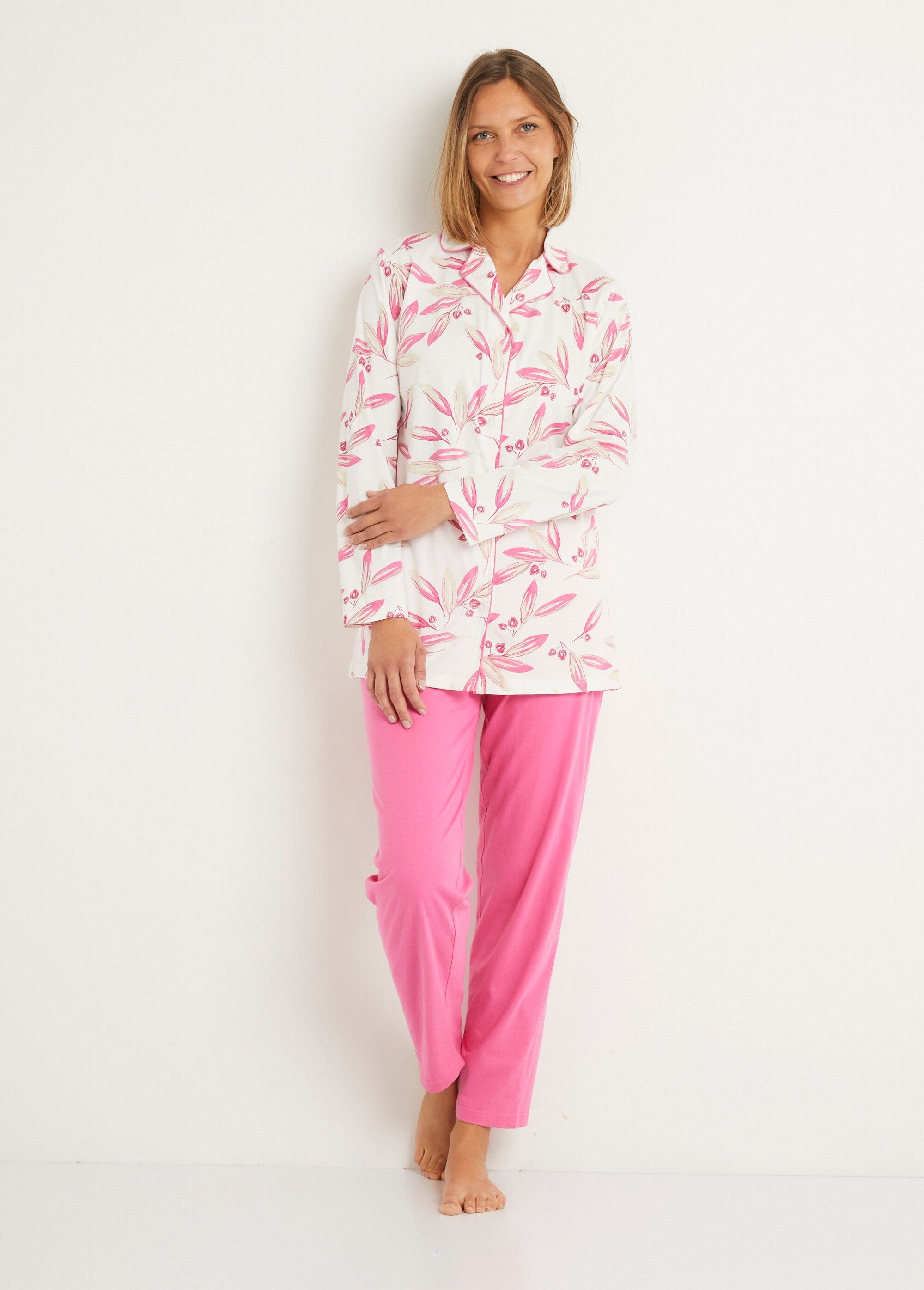 Pijama_estampado_casaco_de_algodão_com_botões_Imprime_rose_FA1_slim