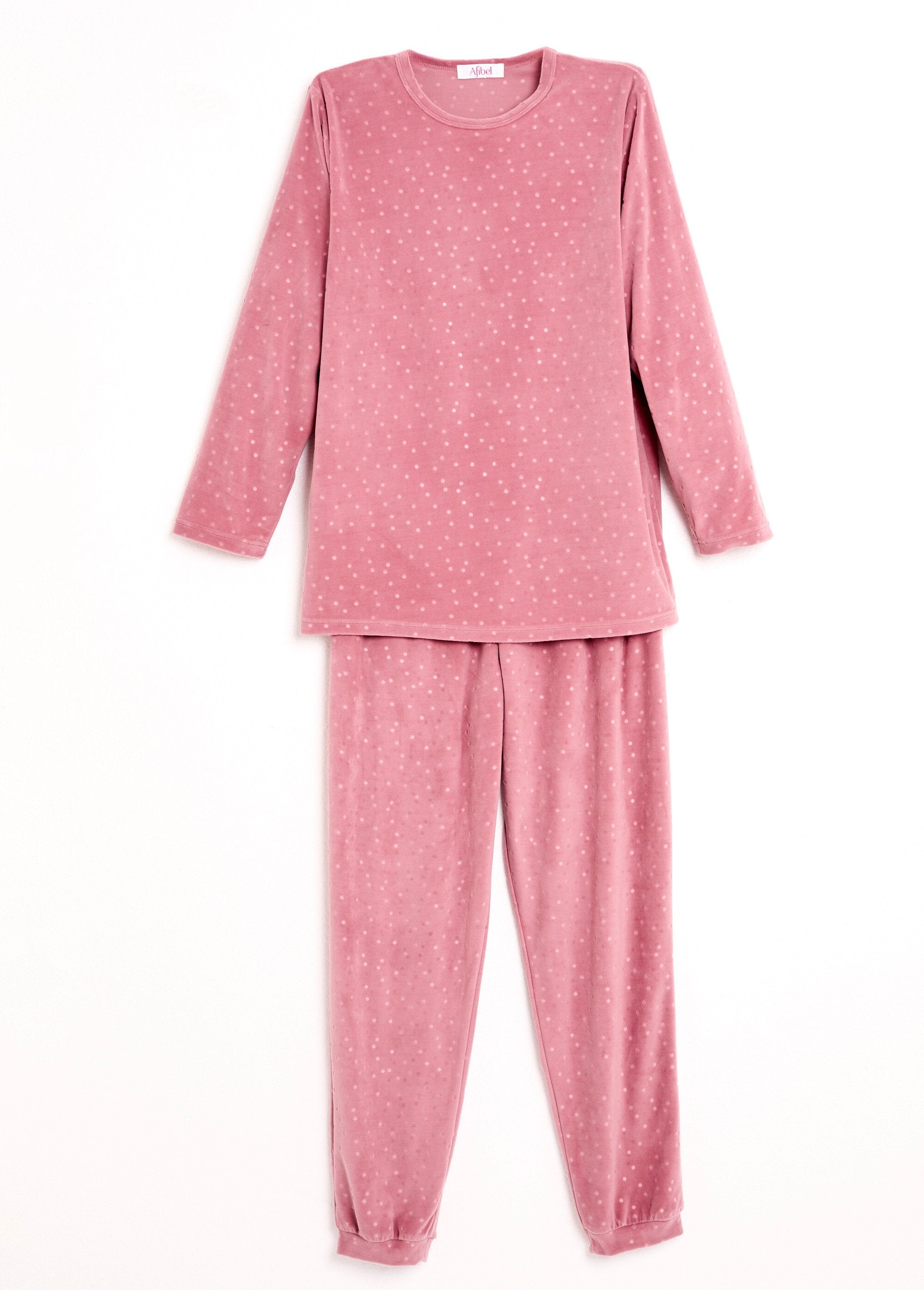 Calça_de_pijama_de_veludo_com_gola_redonda_e_bolinhas_em_relevo_Rose_AP1_slim