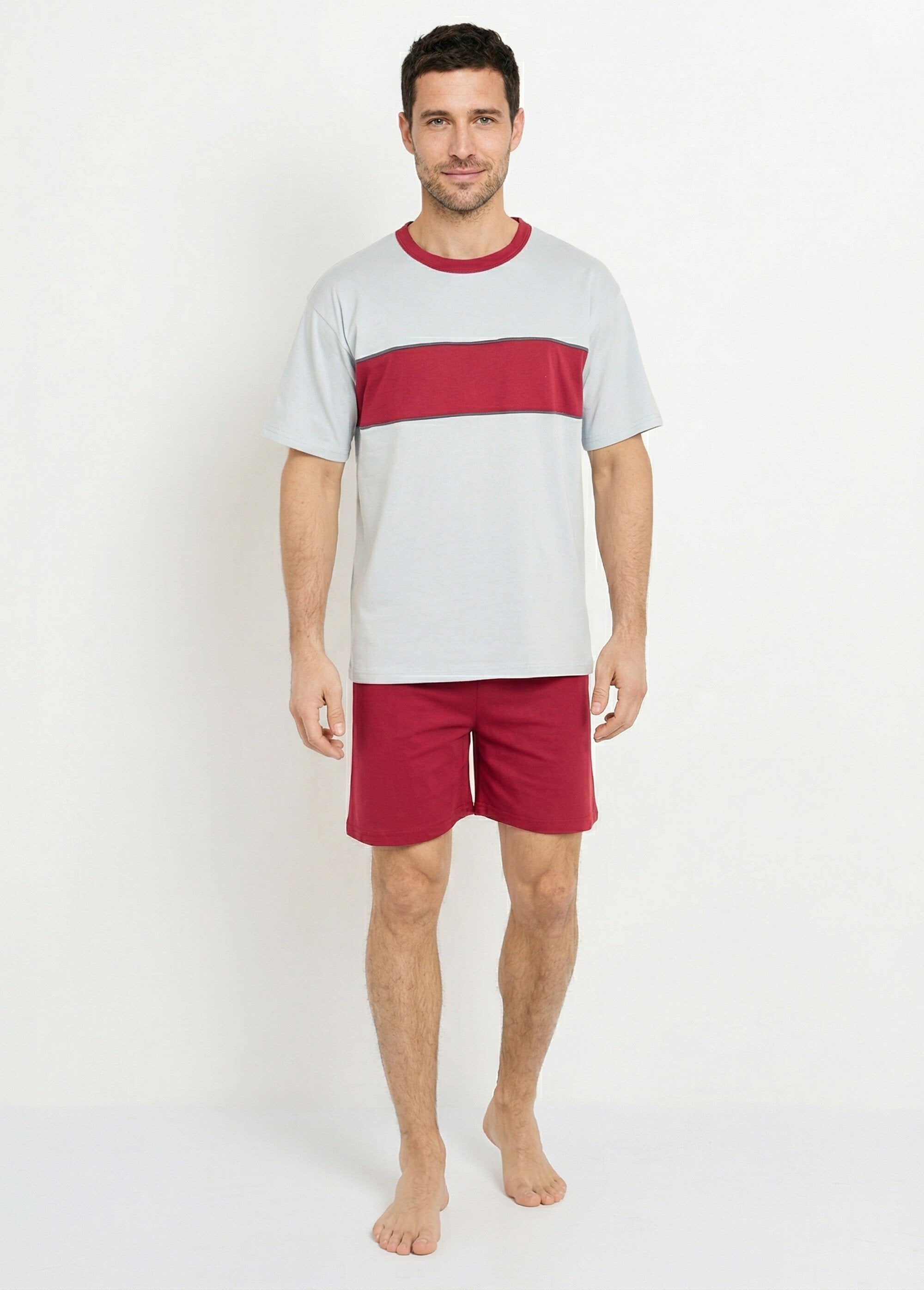 Pijama_curto_de_algodão_bicolor_Bordeaux_FA1_slim