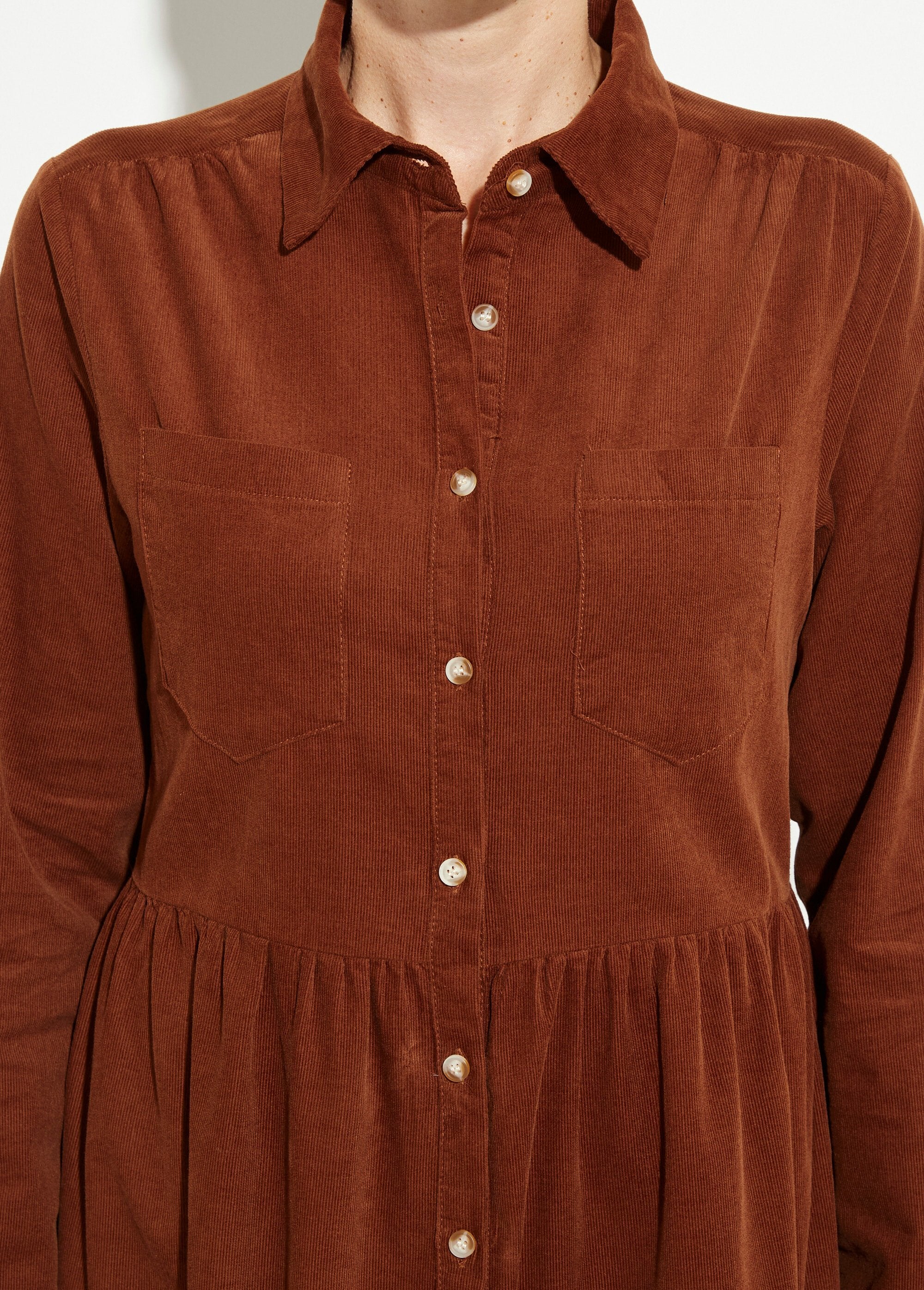 Robe_chemisier_en_velours_taille_plissée_Marron_DE1_slim