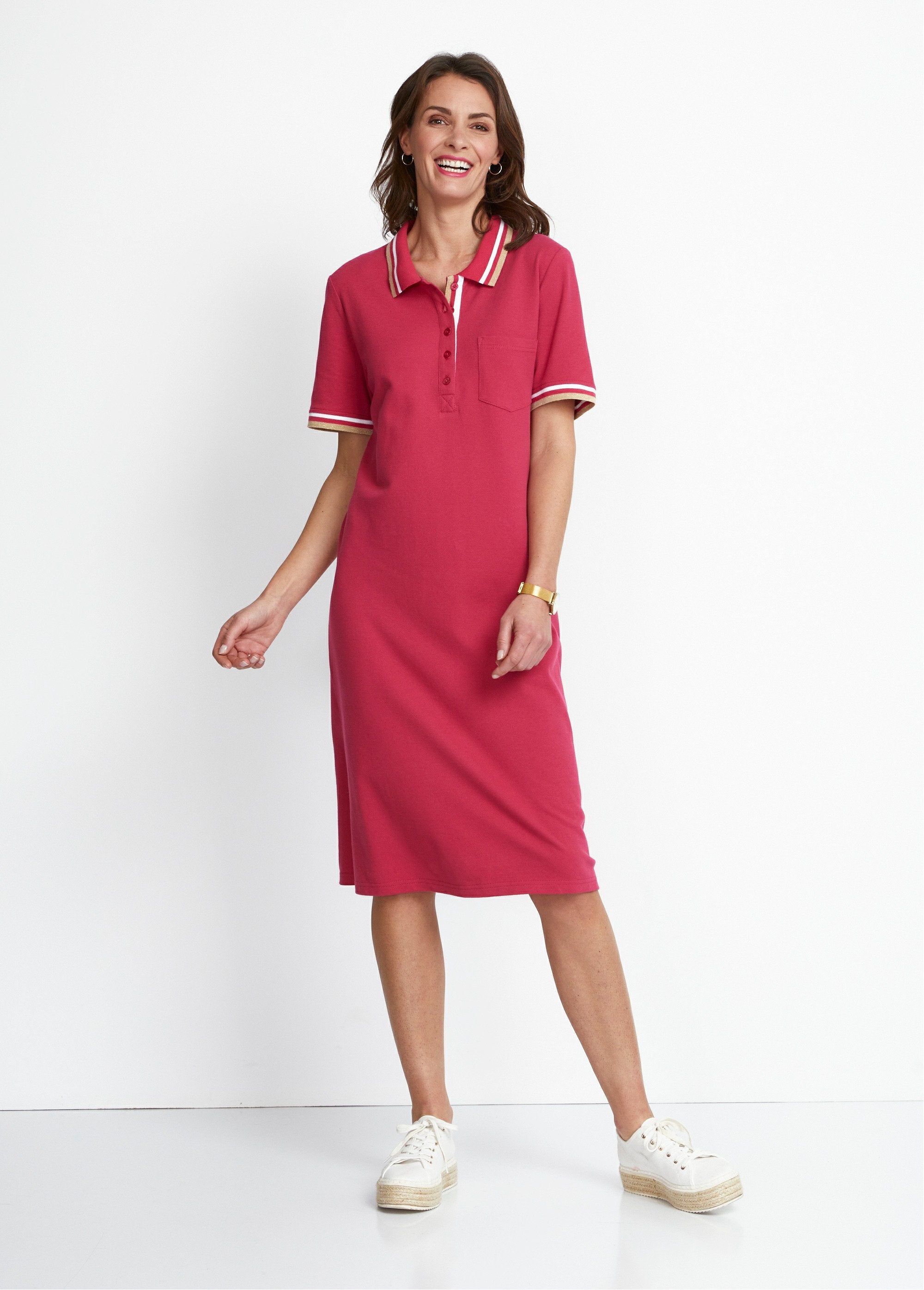 Robe_col_polo_maille_piquée_Fuchsia_FA1_slim