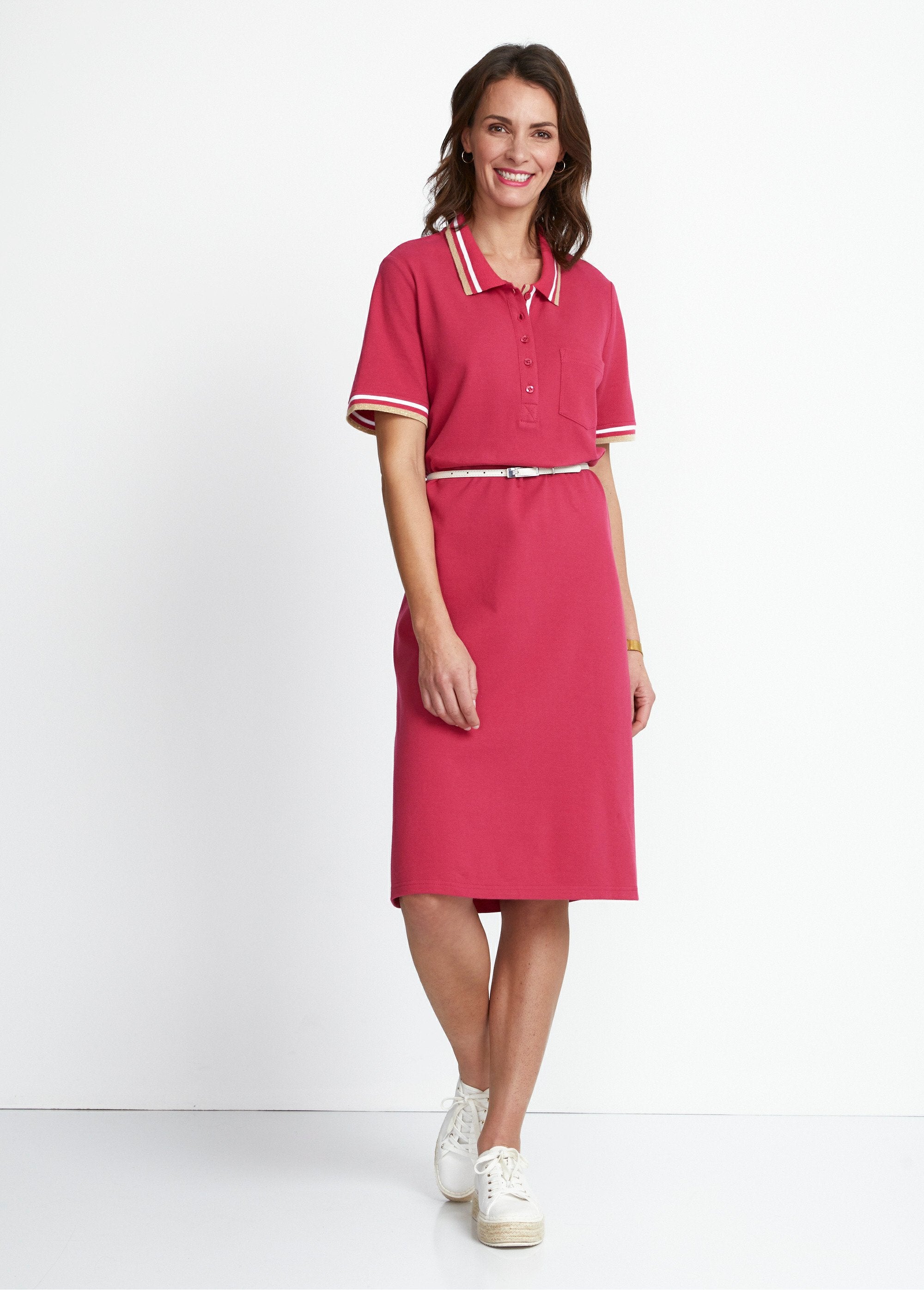 Robe_col_polo_maille_piquée_Fuchsia_SF1_slim