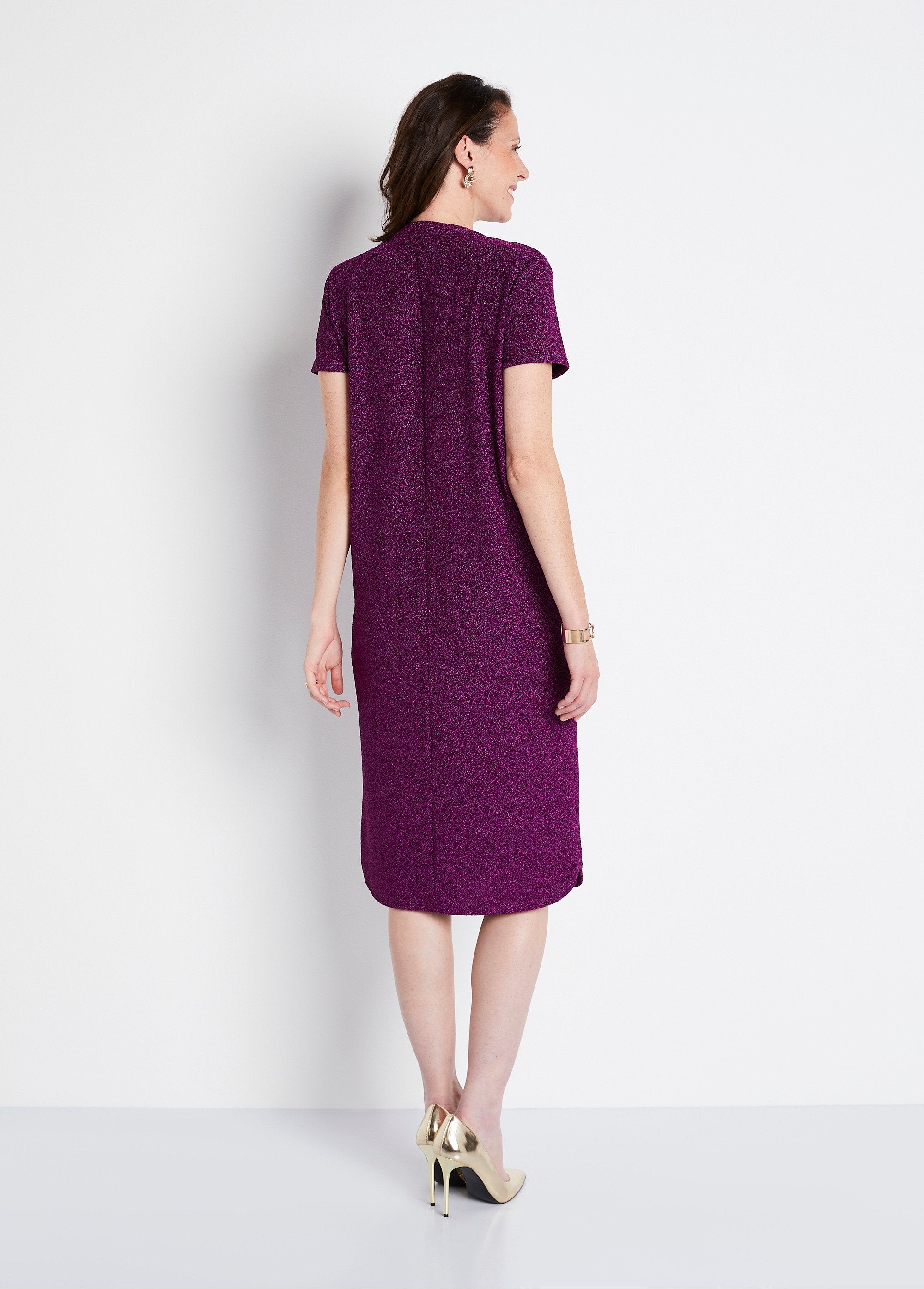 Robe_courte_évasée_maille_brillante_Rose_DO1_slim