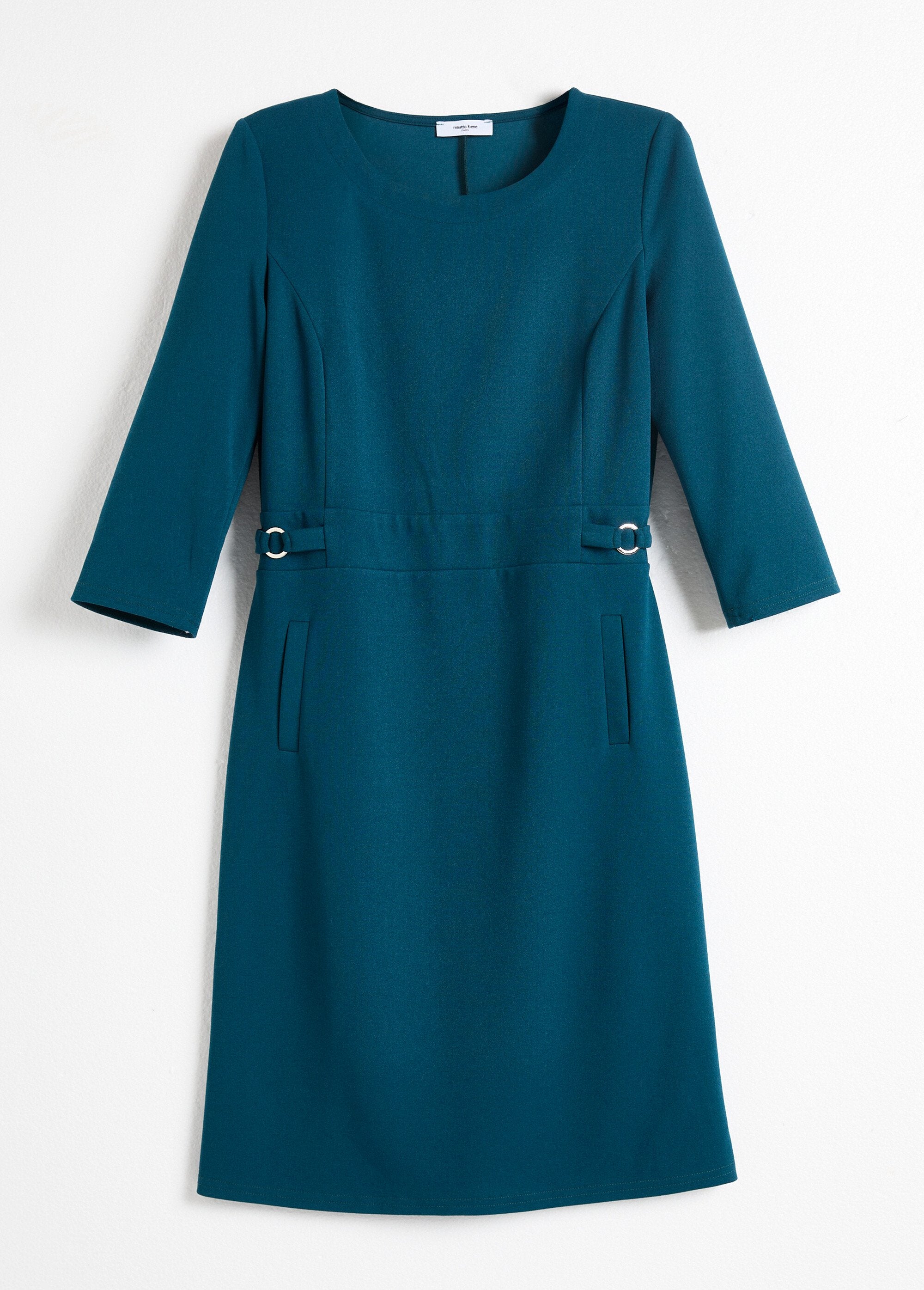 Vestido_reto_com_mangas_3/4_em_malha_macia_Canard_AP1_slim
