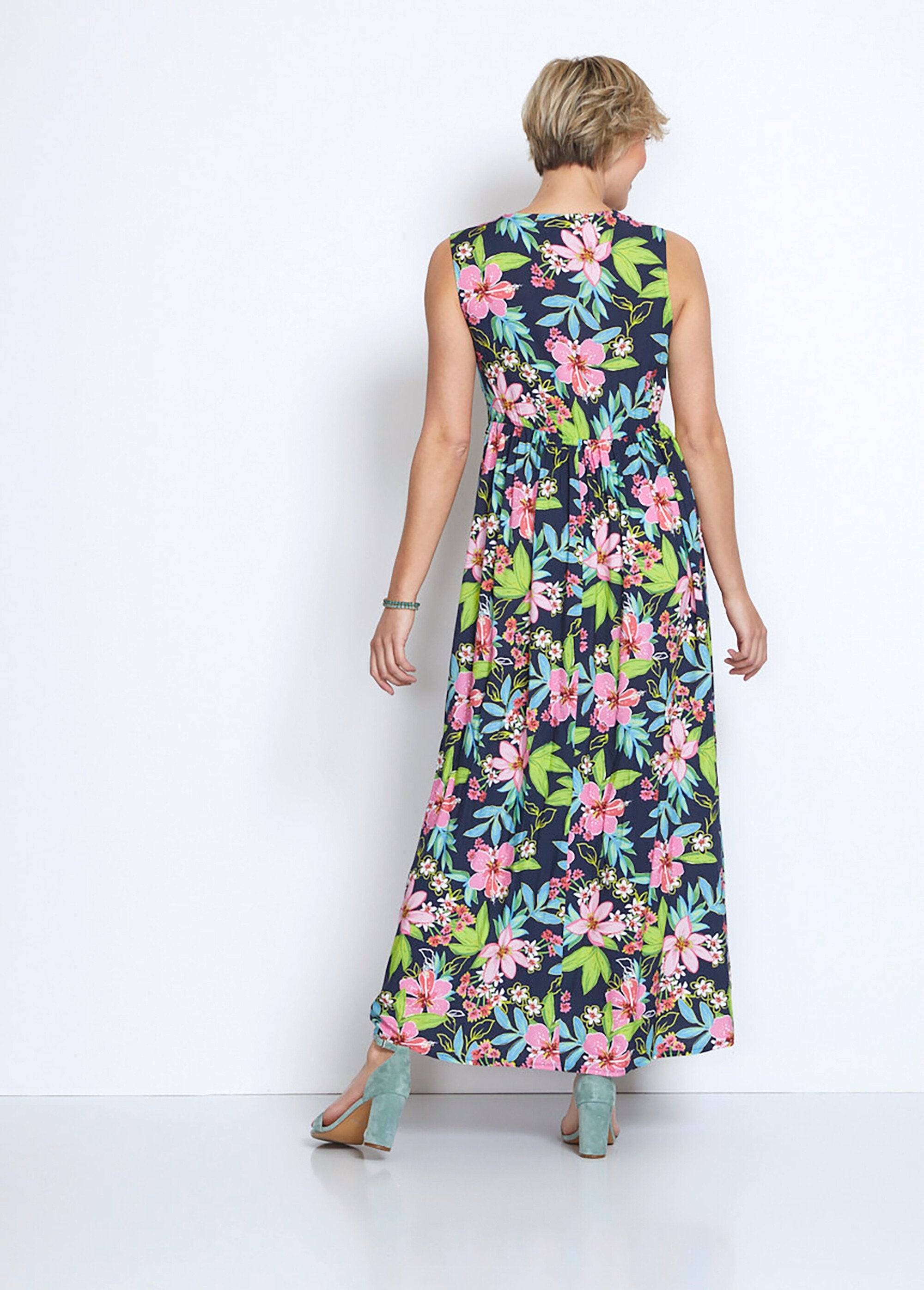 Robe_longue_décolleté_effet_cache-coeur_Marine_et_rose_DO1_slim