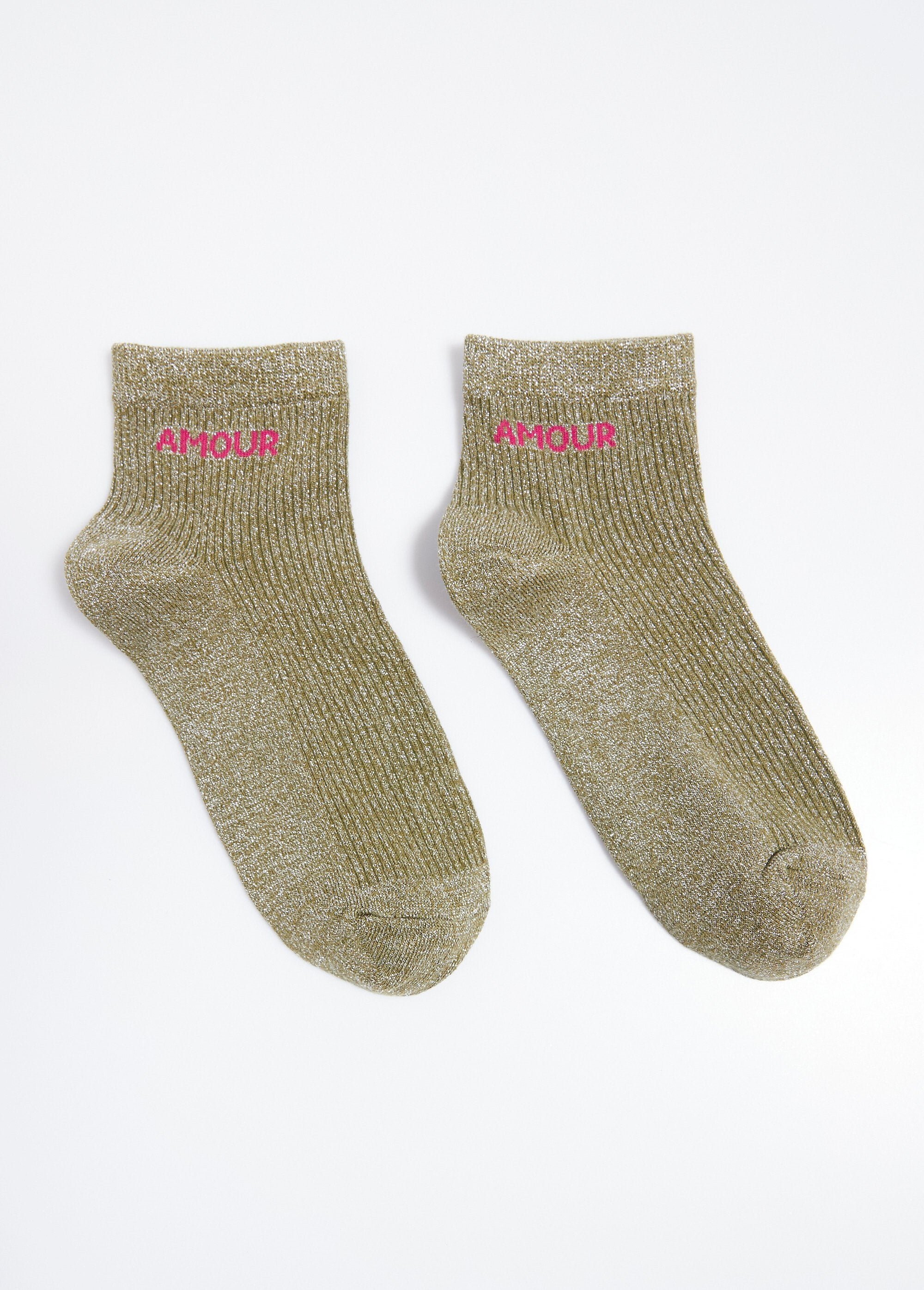 Socquettes_fil_métallisé,_message_AMOUR_Kaki_FA1_slim