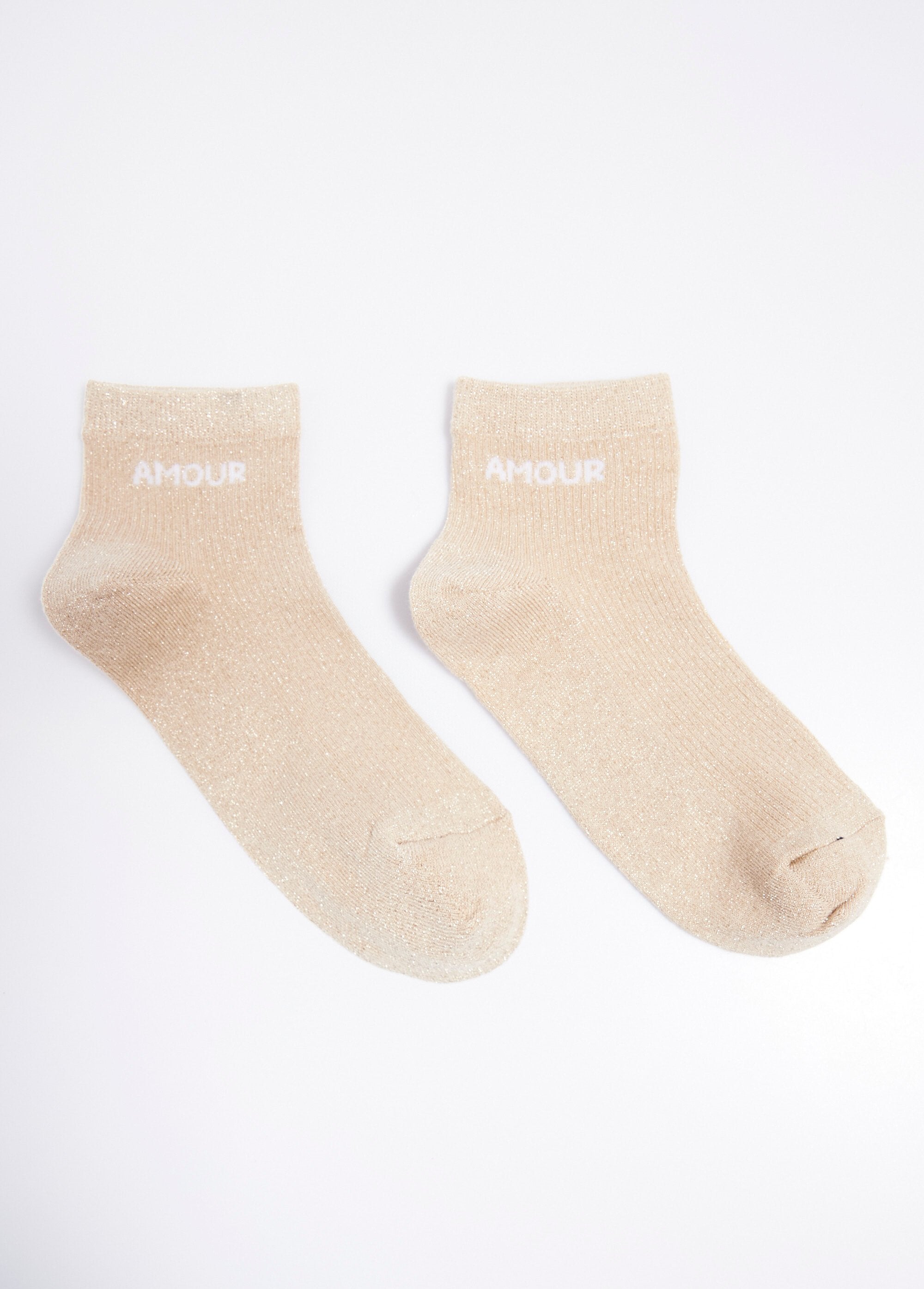 Socquettes_fil_métallisé,_message_AMOUR_Beige_clair_FA1_slim