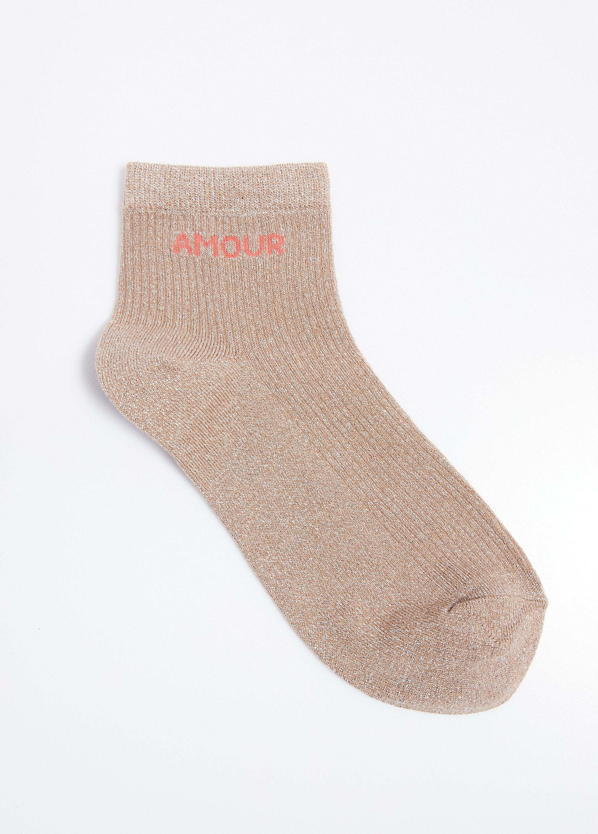Socquettes_fil_métallisé,_message_AMOUR_Beige_fonce_DE1_slim