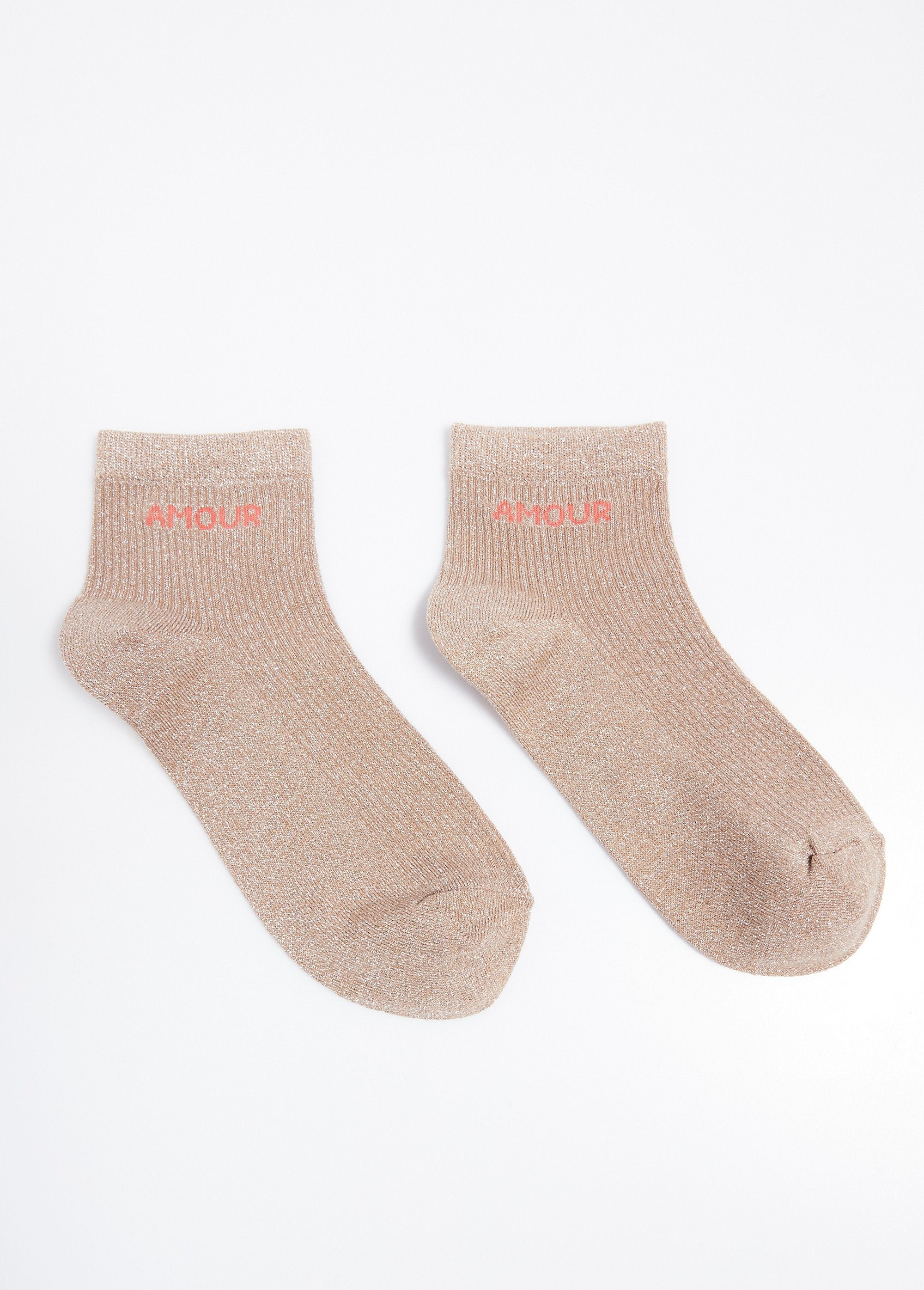 Socquettes_fil_métallisé,_message_AMOUR_Beige_fonce_FA1_slim