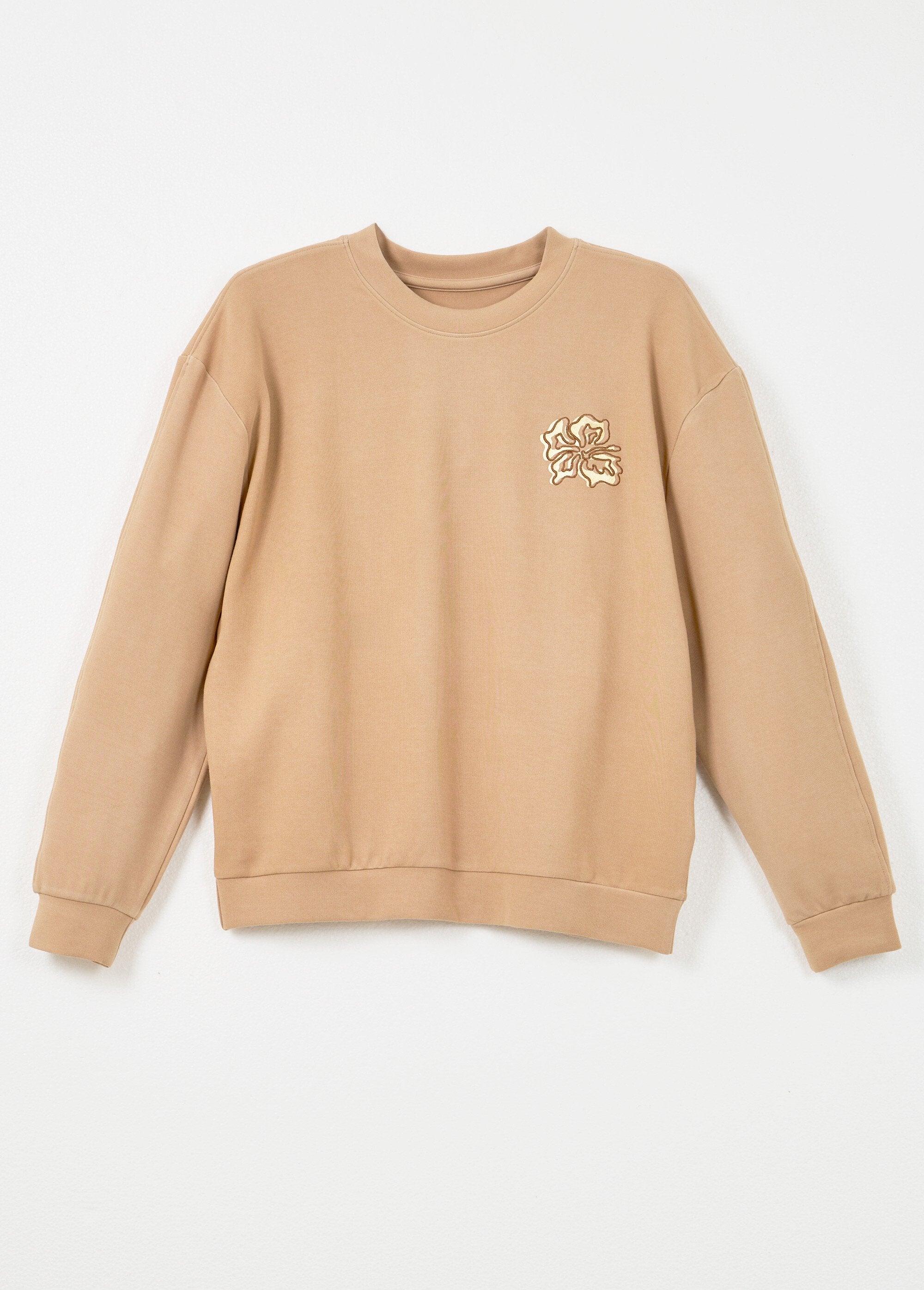 Sweat_volume_boite_molleton_brodé_détail_brillant_Noisette_AP1_slim