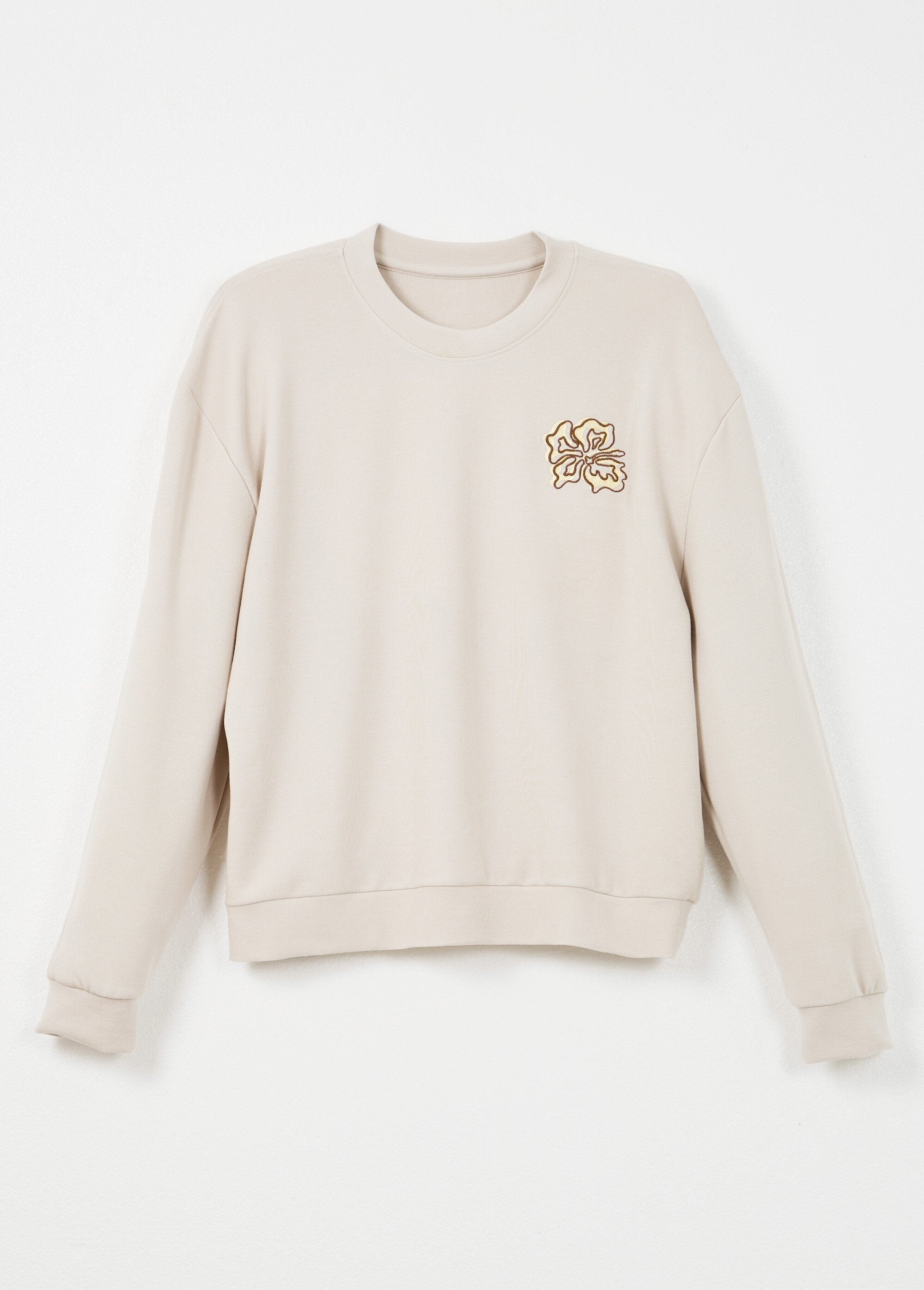 Sweat_volume_boite_molleton_brodé_détail_brillant_Ecru_AP1_slim