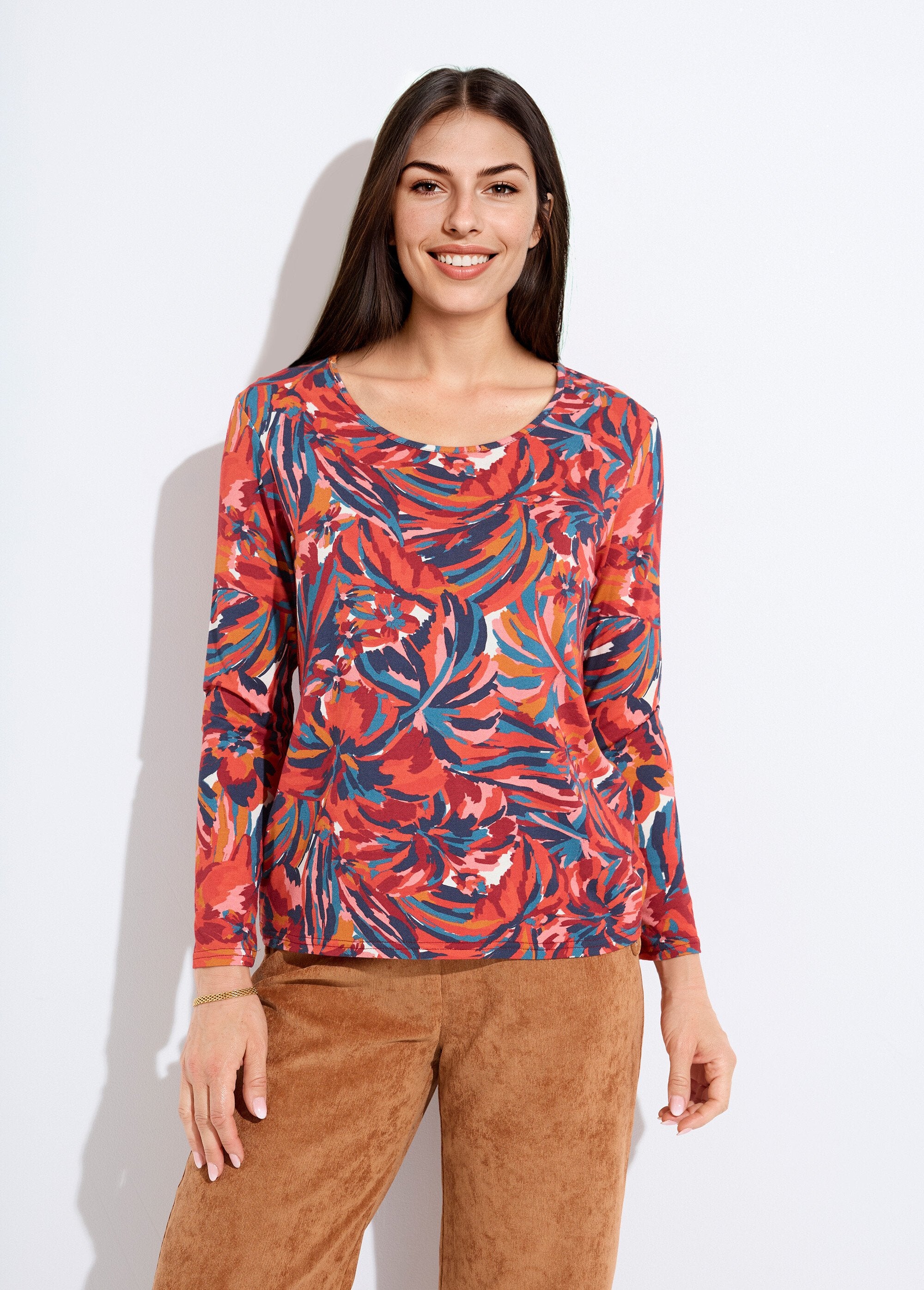 T-shirt_col_rond_manches_longues_floral_Imprime_tomette_FA1_slim