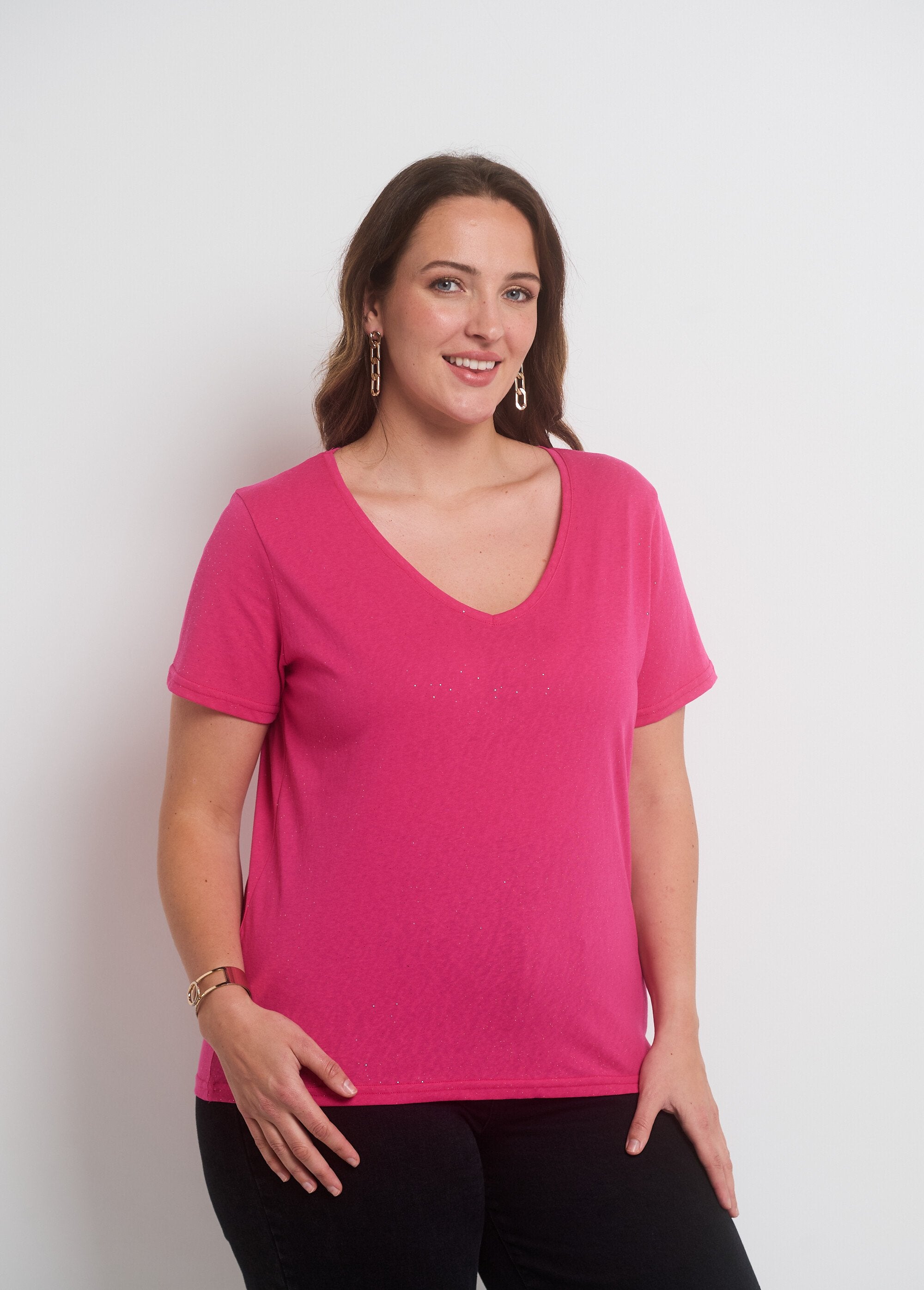 T-shirt_maille_pailletée_manches_courtes_Fuchsia_FA1_curvy