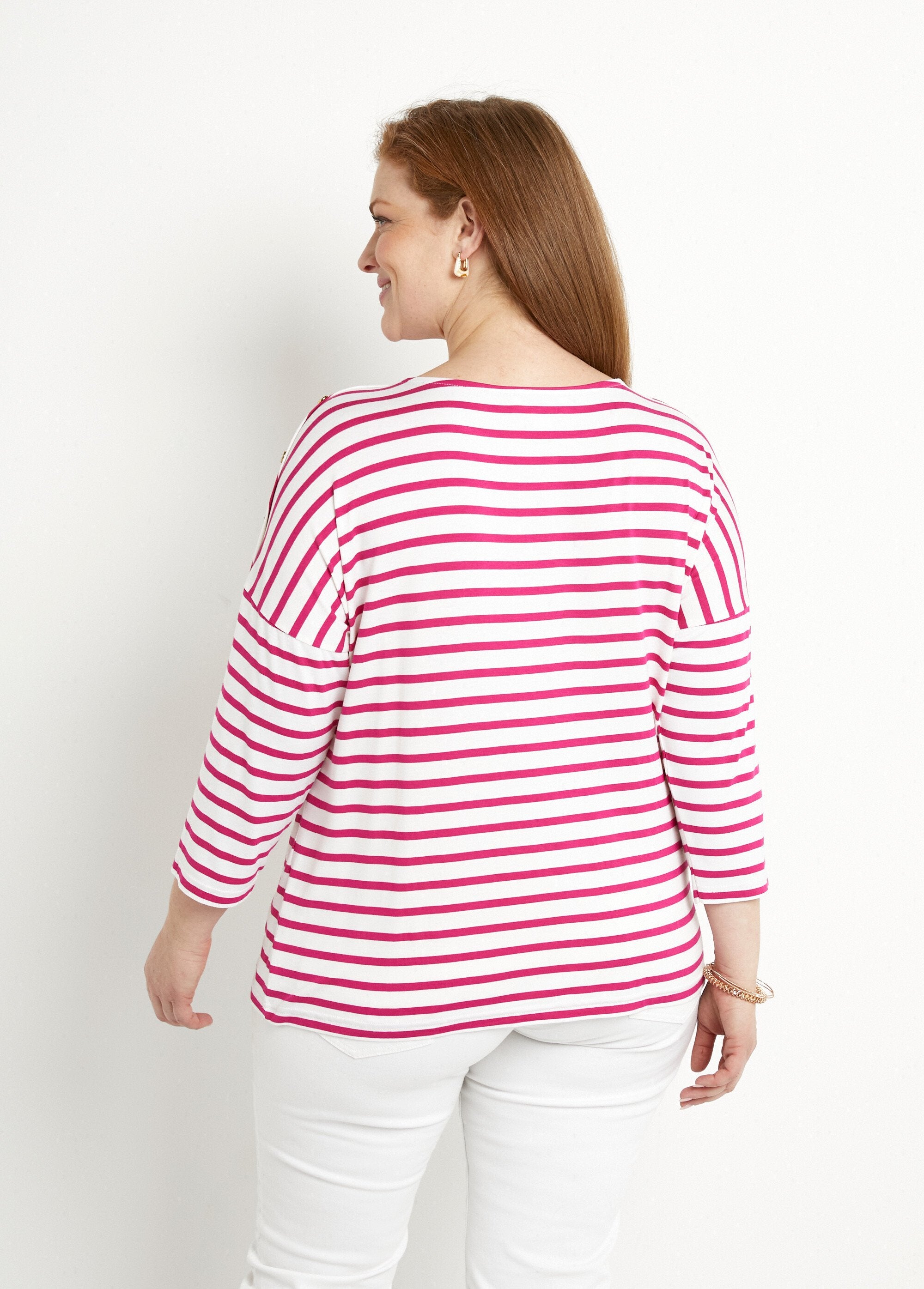 T-shirt_de_manga_curta_às_riscas_Blanc_et_fuchsia_DO1_curvy