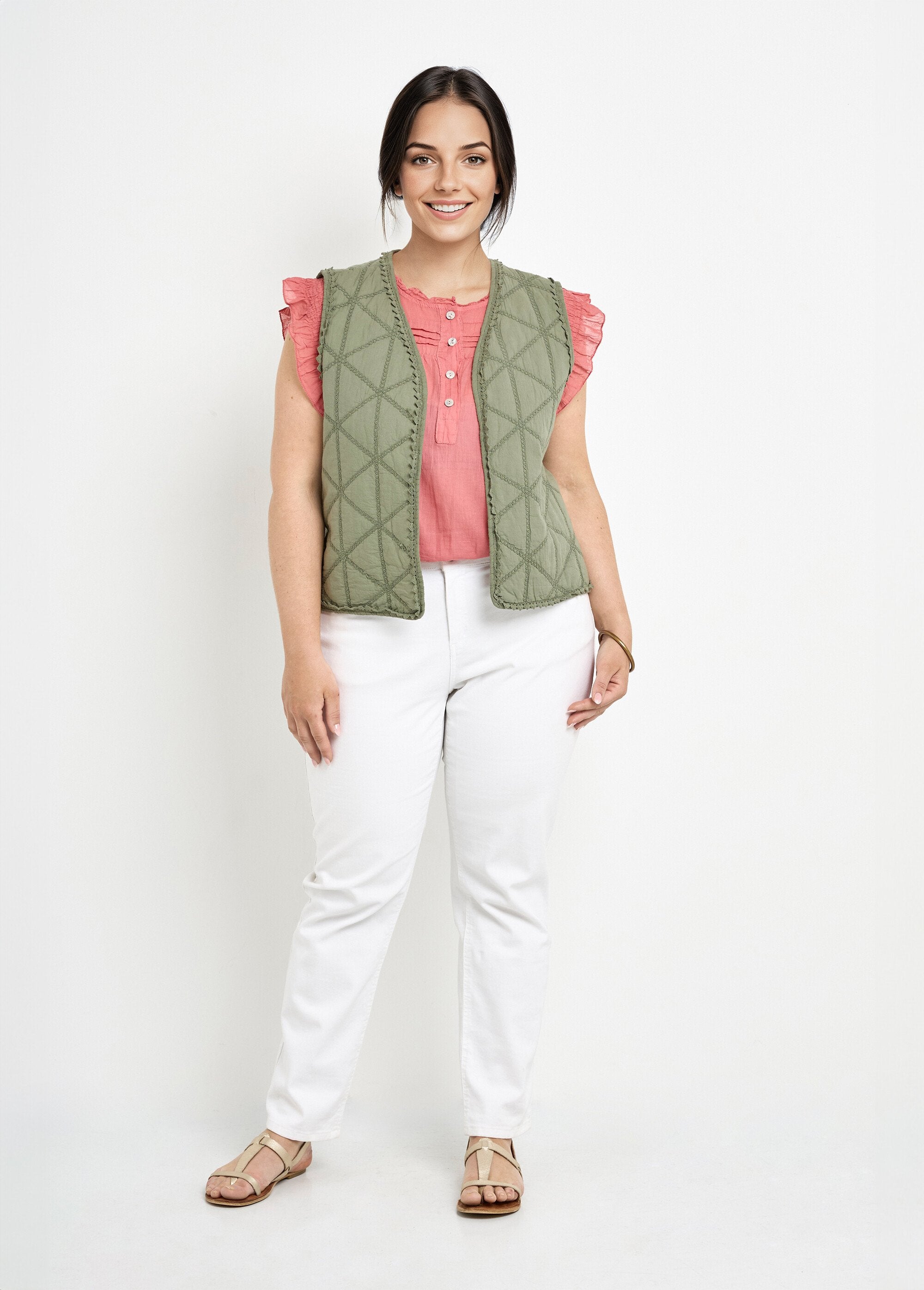 Veste_matelassée_brodée_sans_manches_Kaki_SF1_curvy